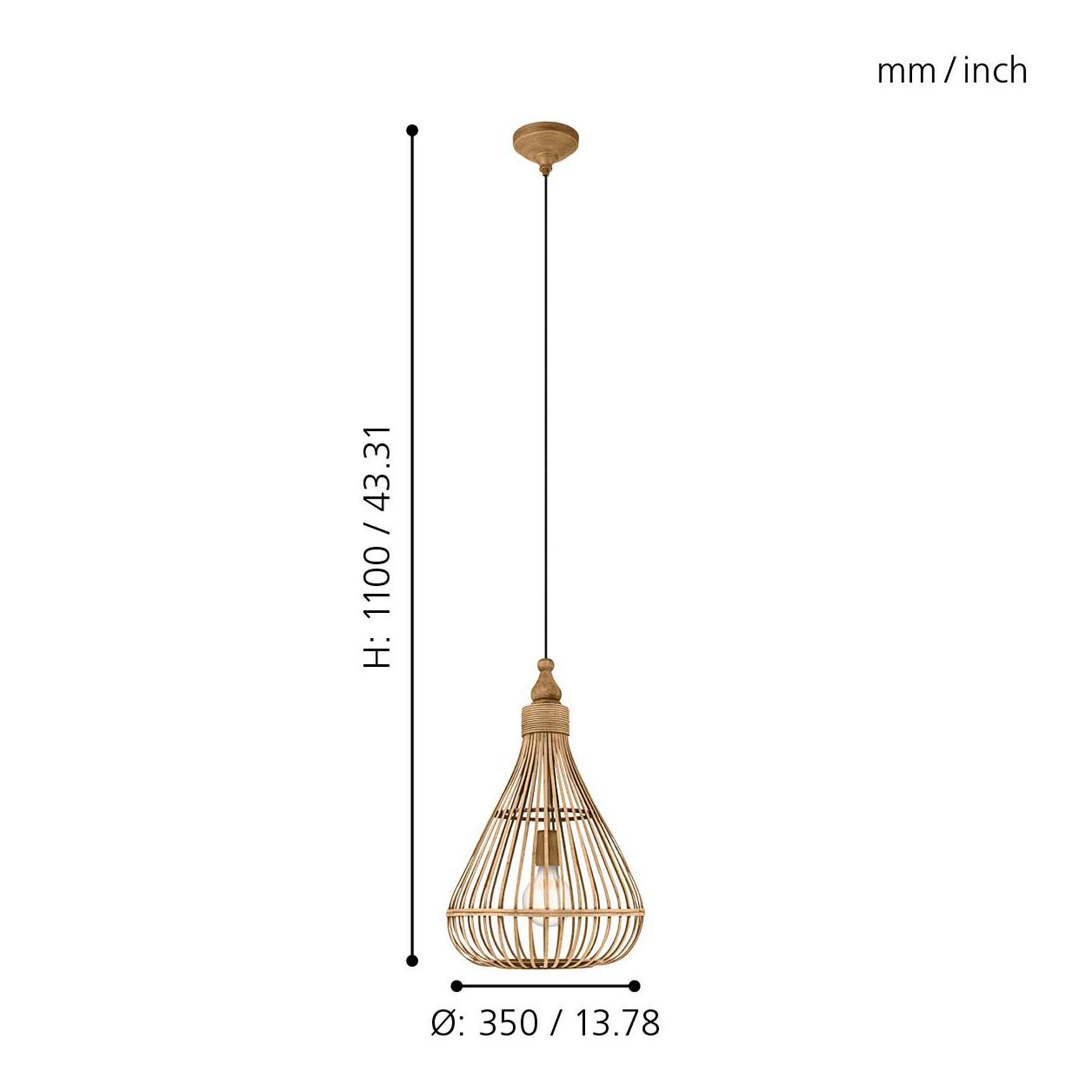 Suspension AMSFIELD naturel bois Ø35cm