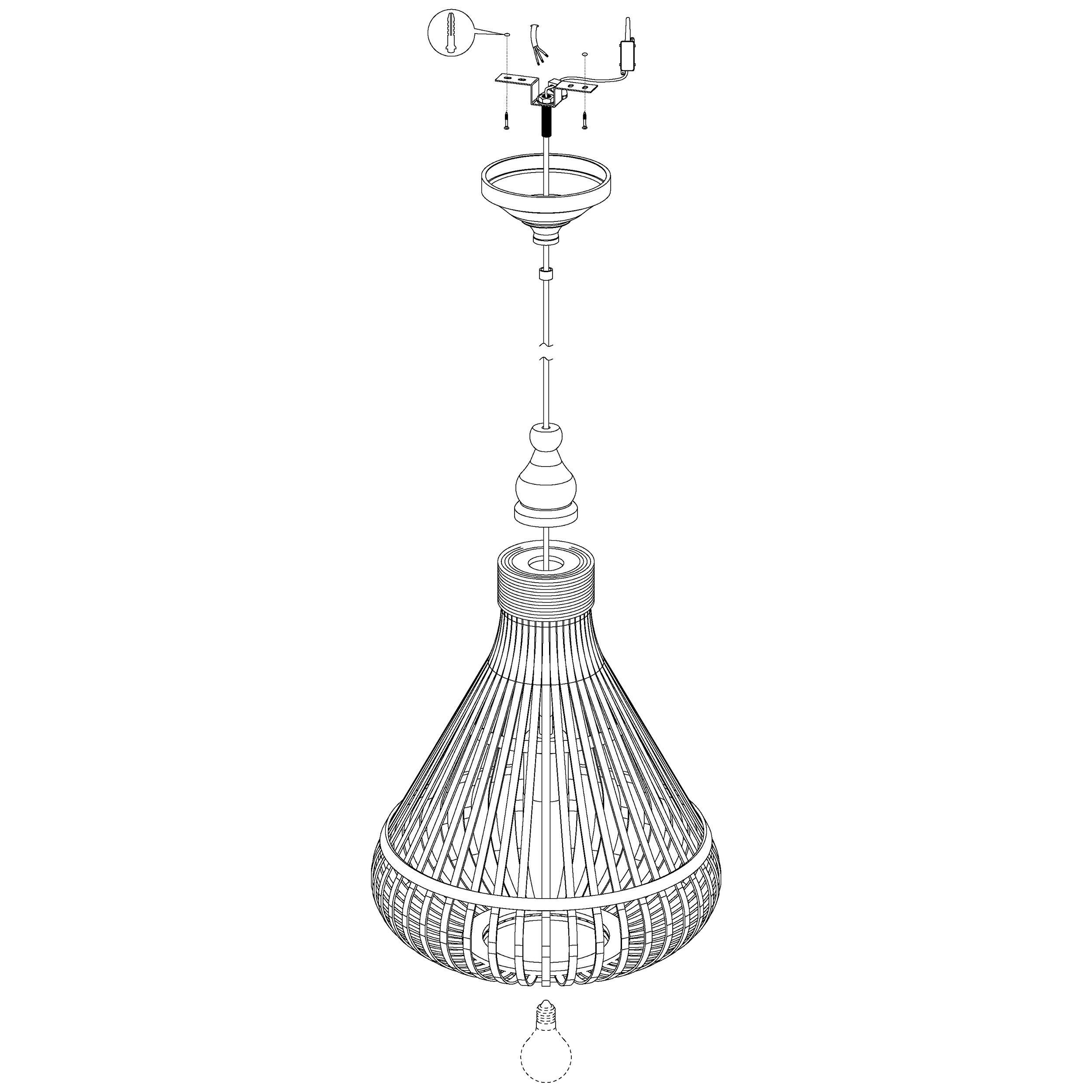 Suspension AMSFIELD naturel bois Ø35cm