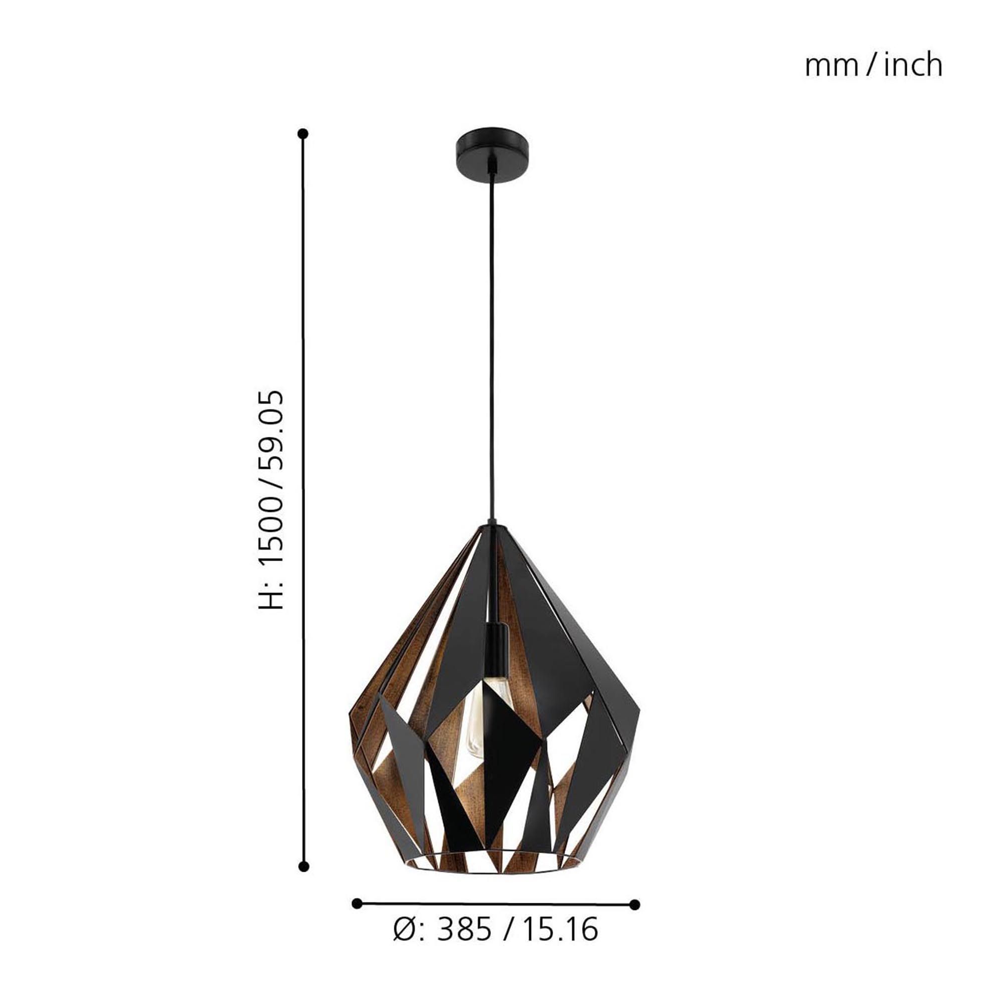 Suspension CARLTON 1 noir/cuivre Ø33,5cm