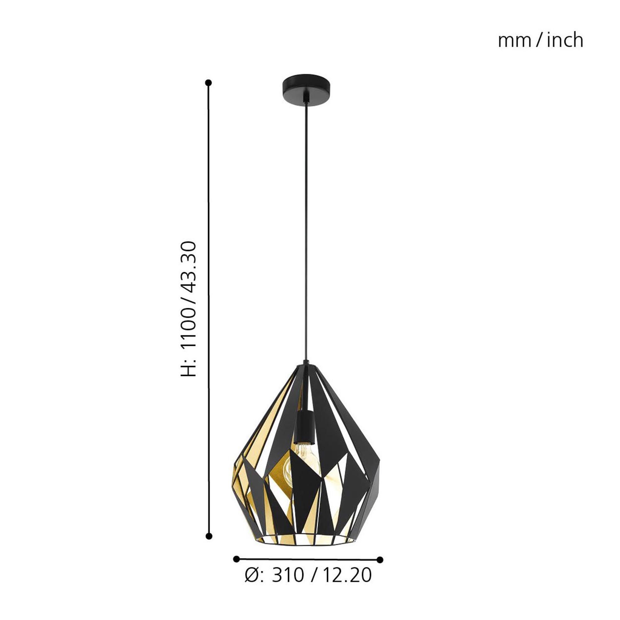 Suspension CARLTON 1 noir/doré Ø31cm