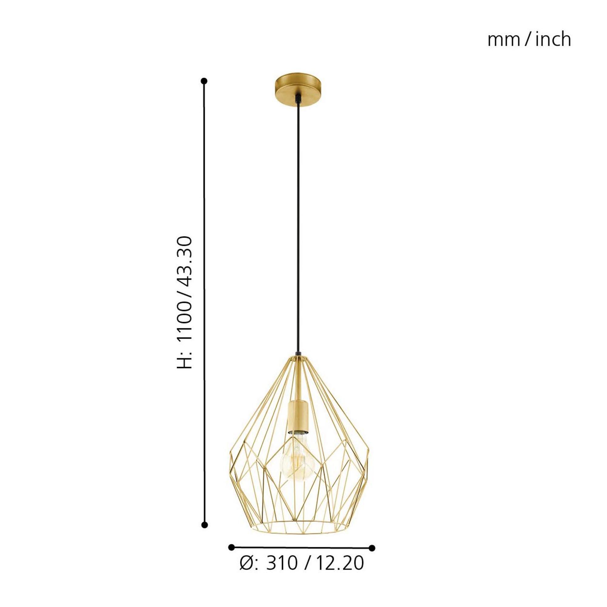 Suspension CARLTON 2 doré Ø31cm