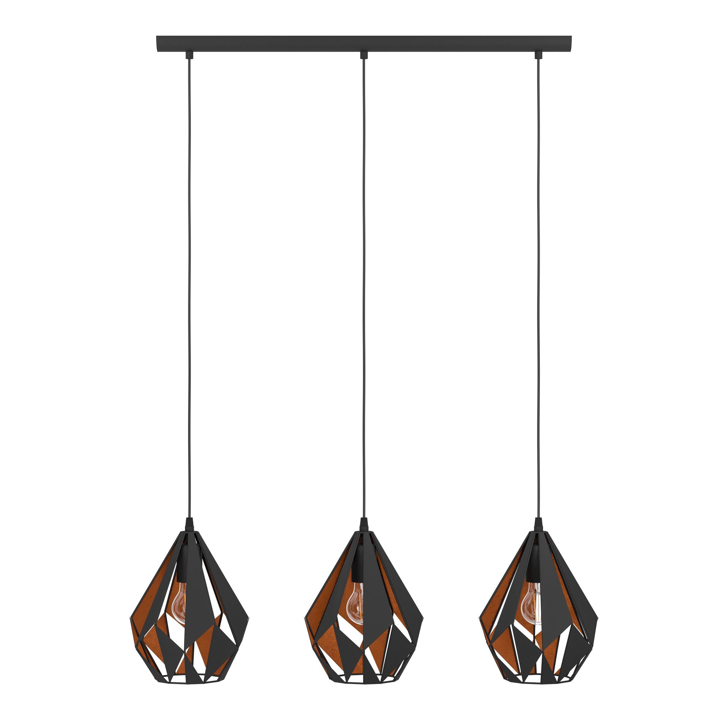 Suspension CARLTON 1 noir/cuivre L80,5cm