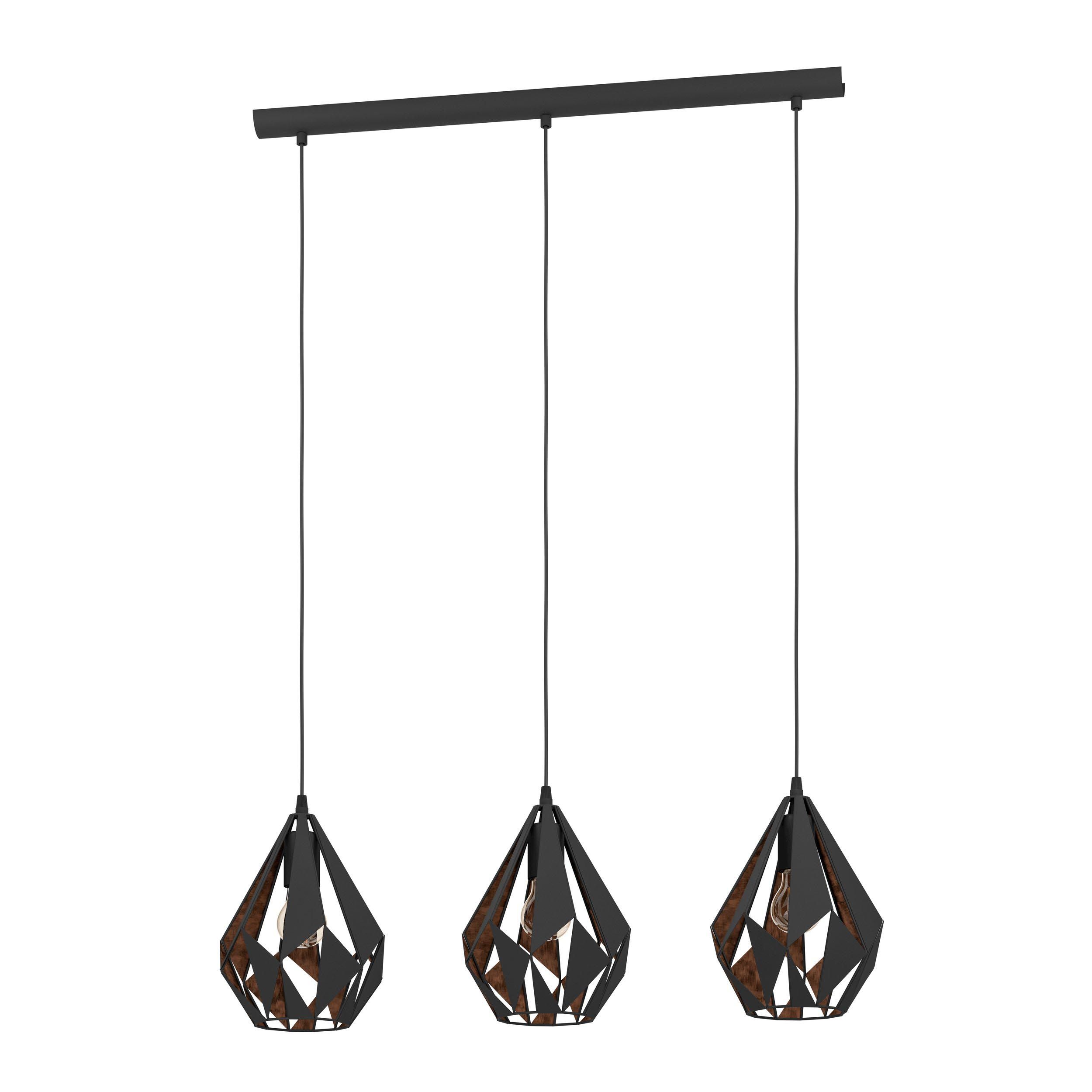 Suspension CARLTON 1 noir/cuivre L80,5cm