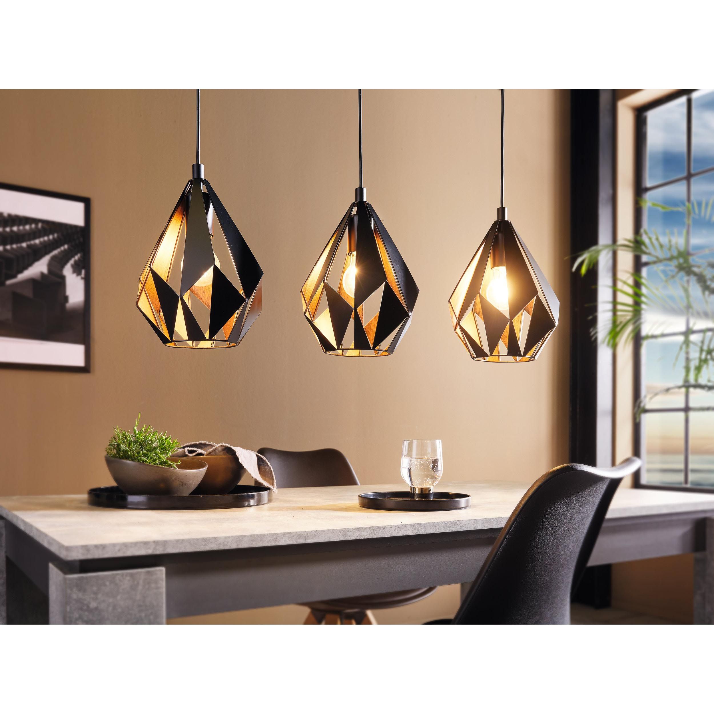 Suspension CARLTON 1 noir/cuivre L80,5cm