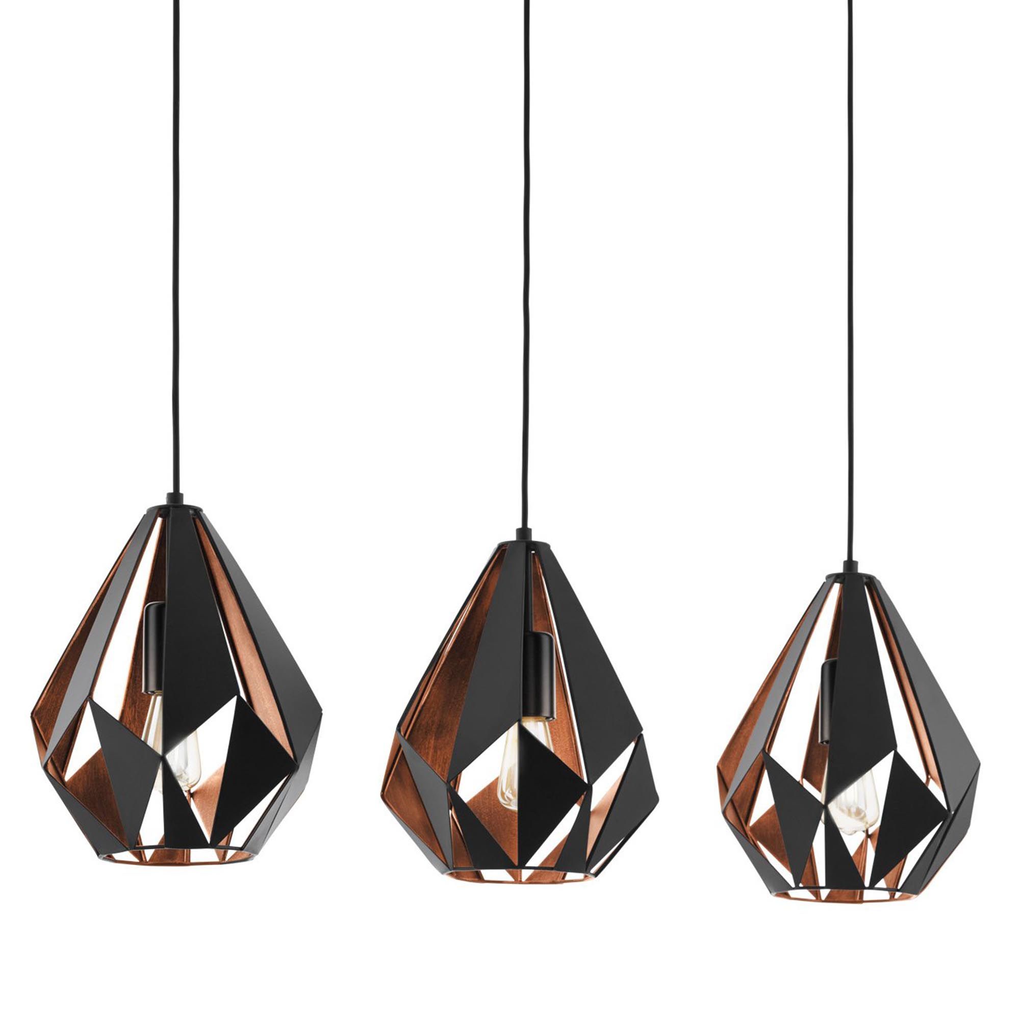 Suspension CARLTON 1 noir/cuivre L80,5cm