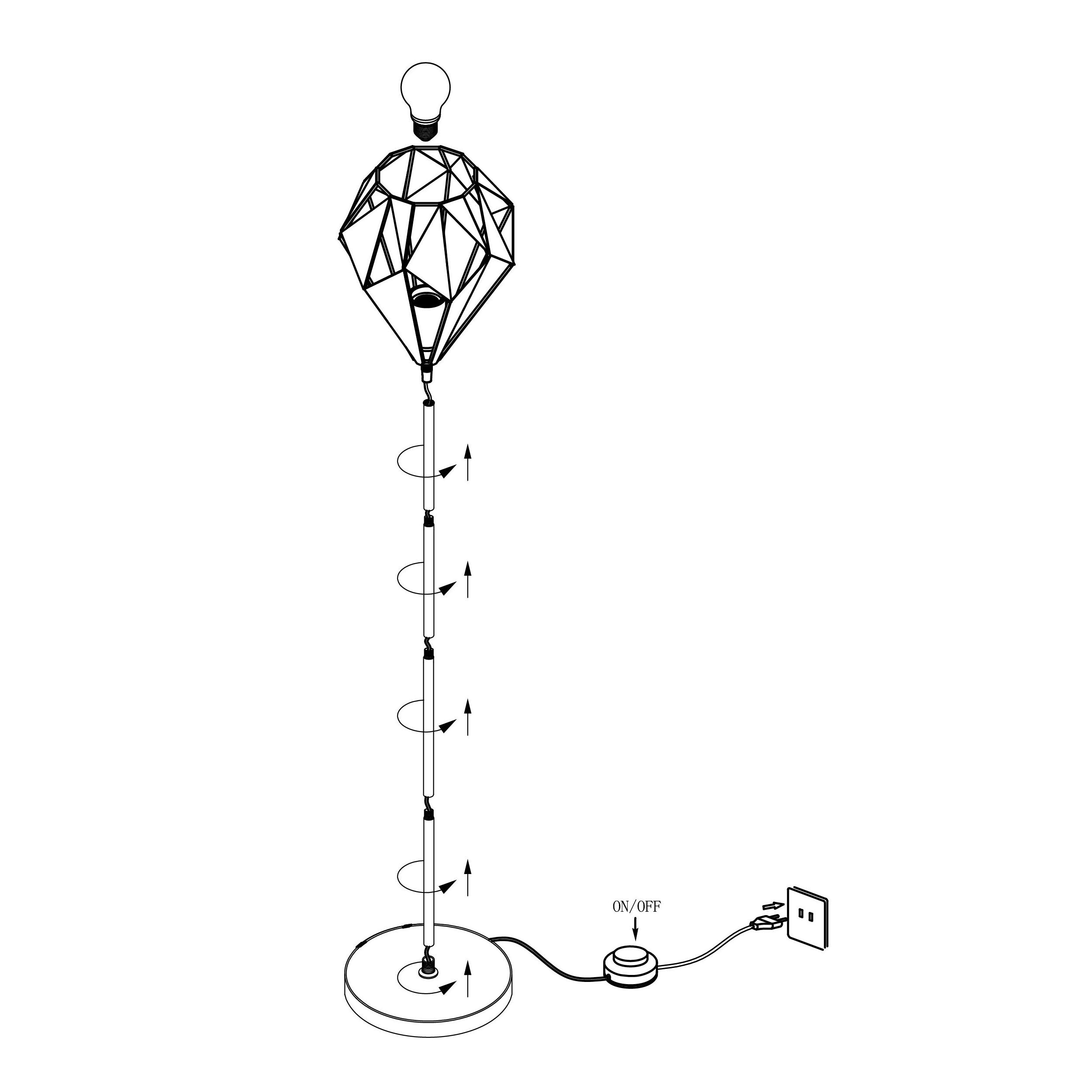 Lampadaire CARLTON 1 noir/cuivre H110cm