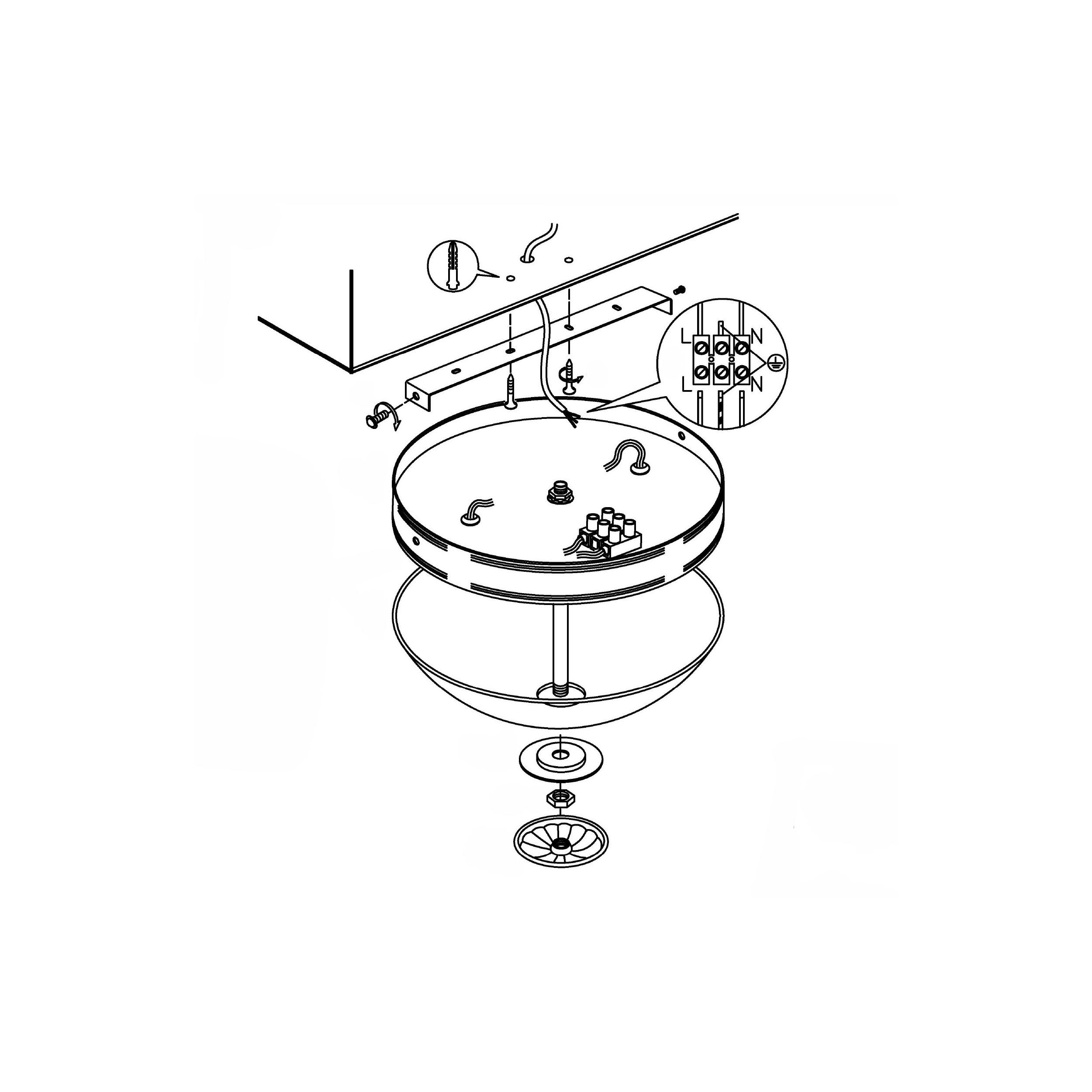 Plafonnier IMPERIAL verre/bronze Ø31cm