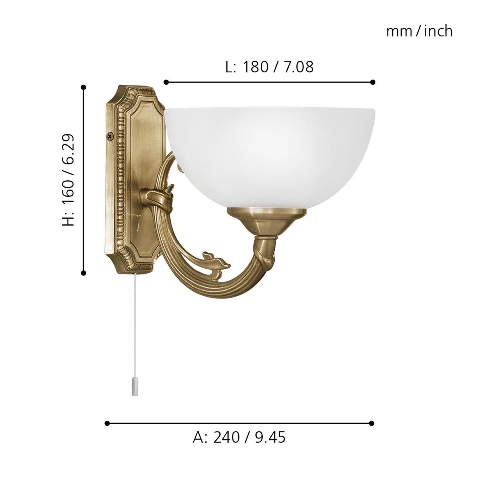 Applique SAVOY verre/bronze H16cm