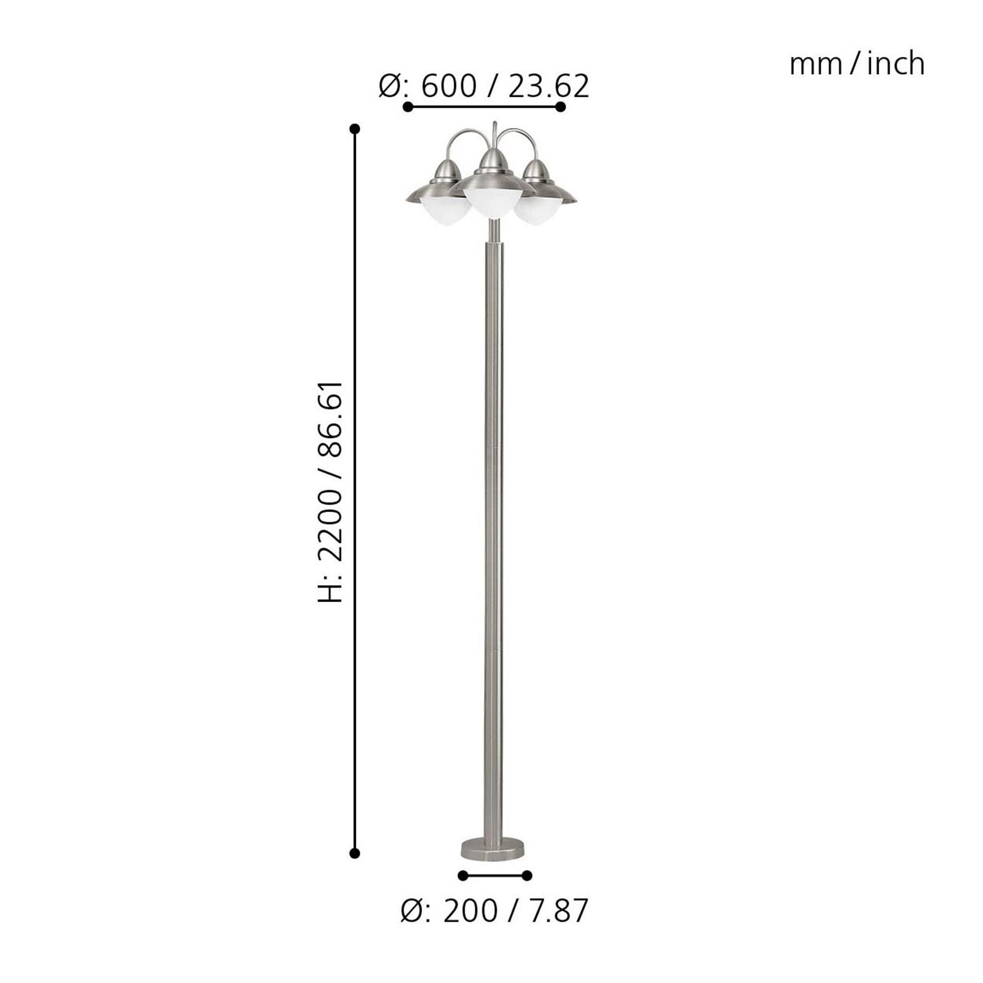 Lampadaire extérieur SIDNEY argenté H220cm