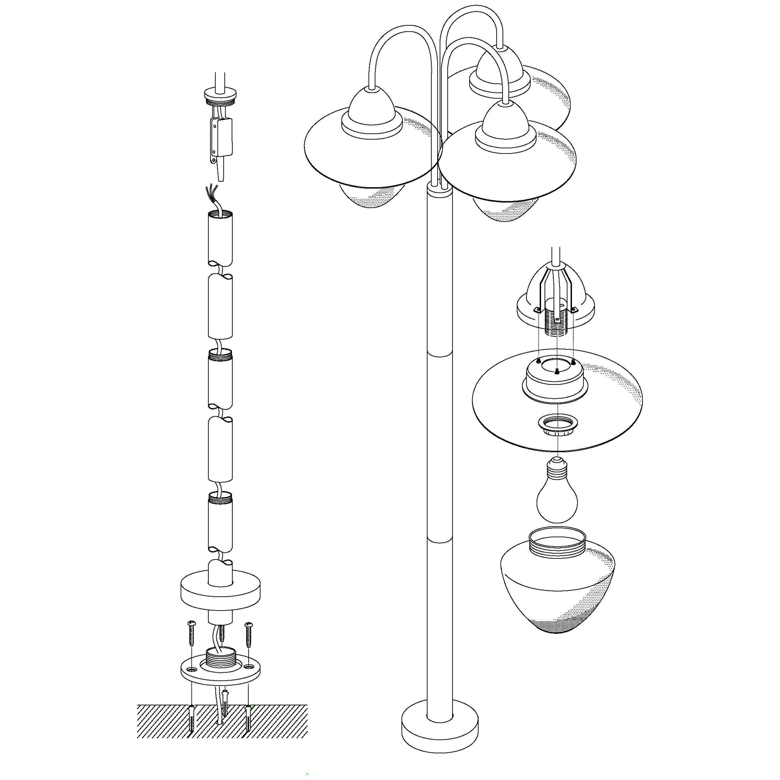 Lampadaire extérieur SIDNEY argenté H220cm