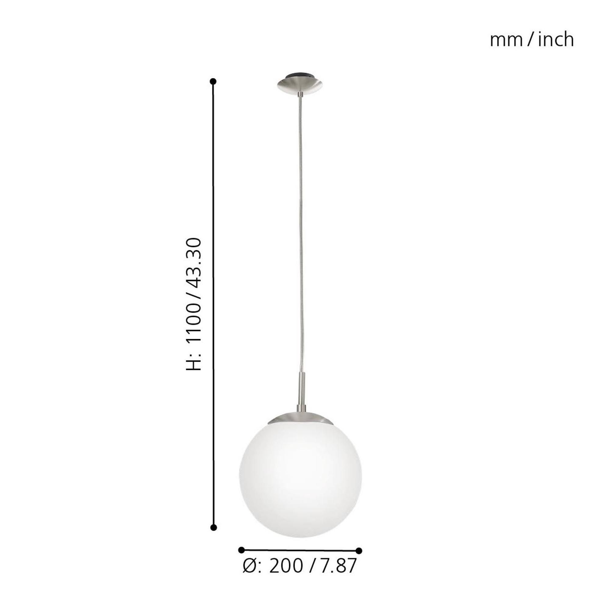 Suspension RONDO verre blanc Ø20cm