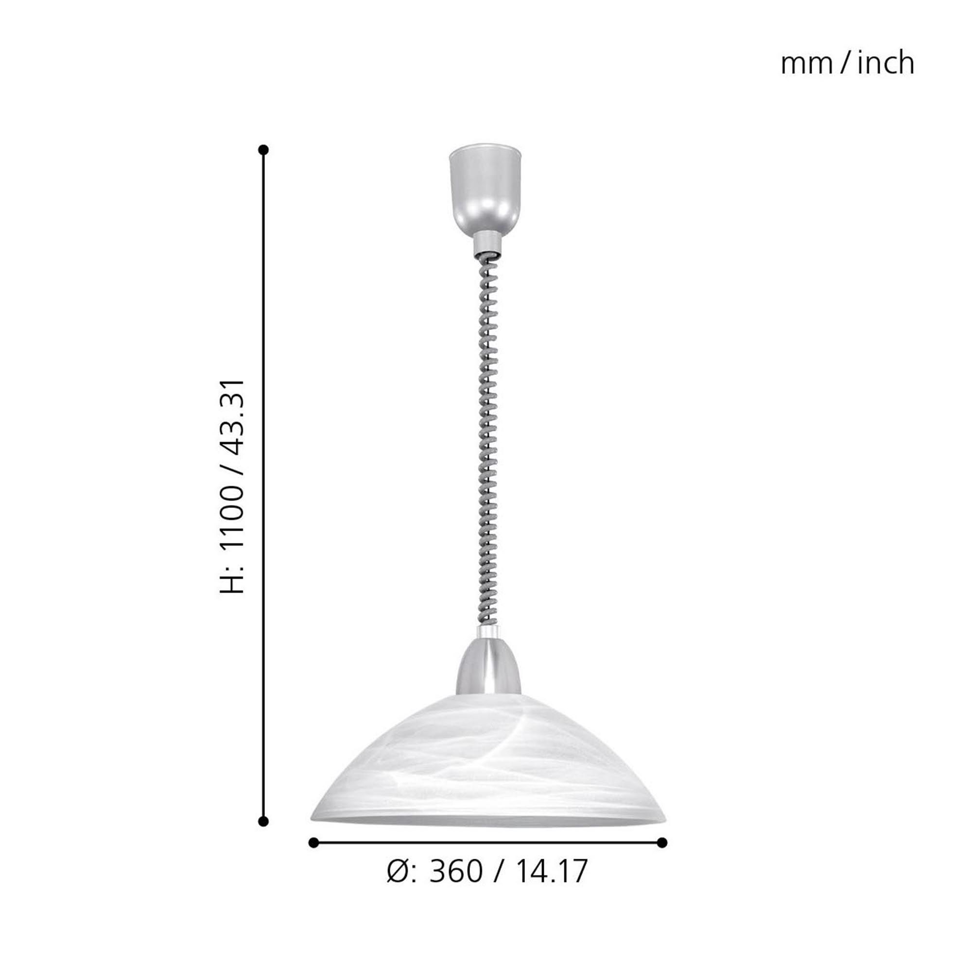 Suspension verre gris LORD 2 E27 1X60W