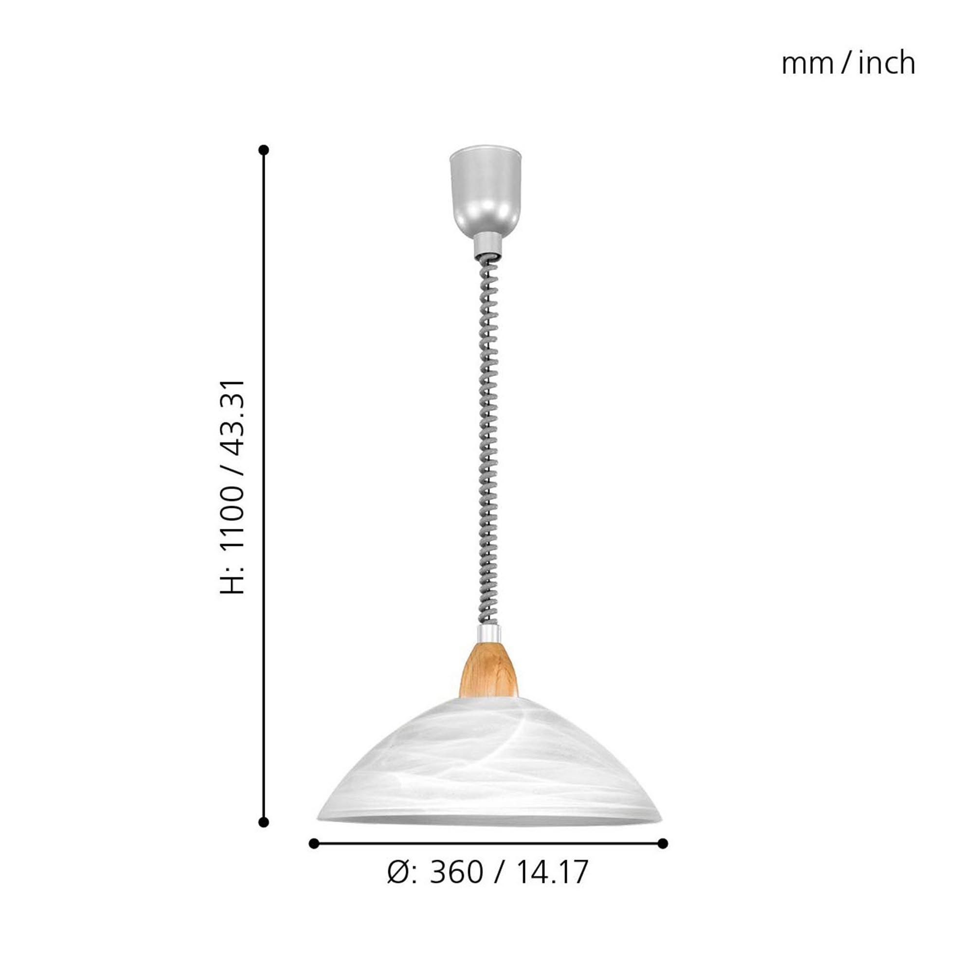 Suspension LORD 2 verre argenté Ø36cm