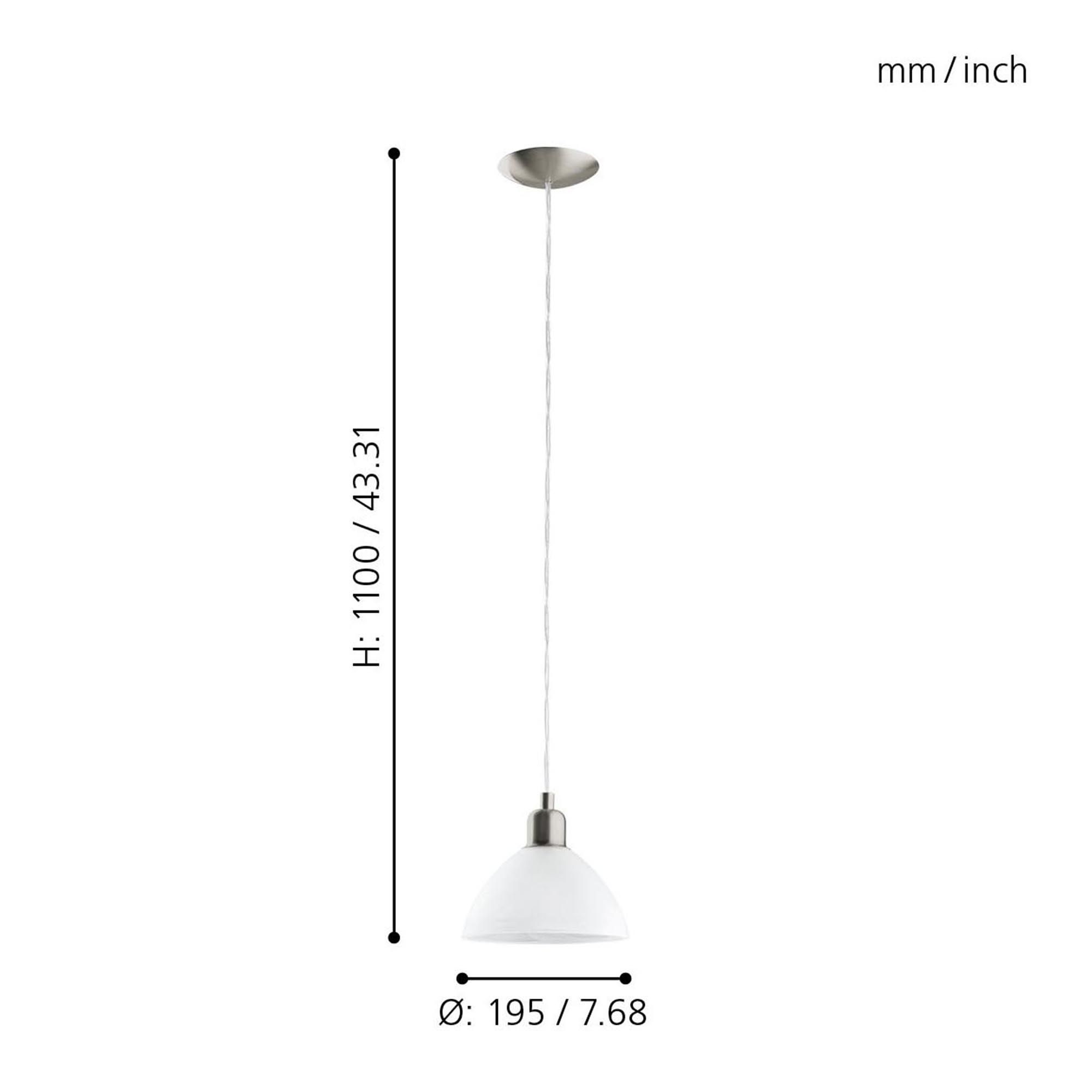 Suspension BRENDA verre nickel Ø19,5cm