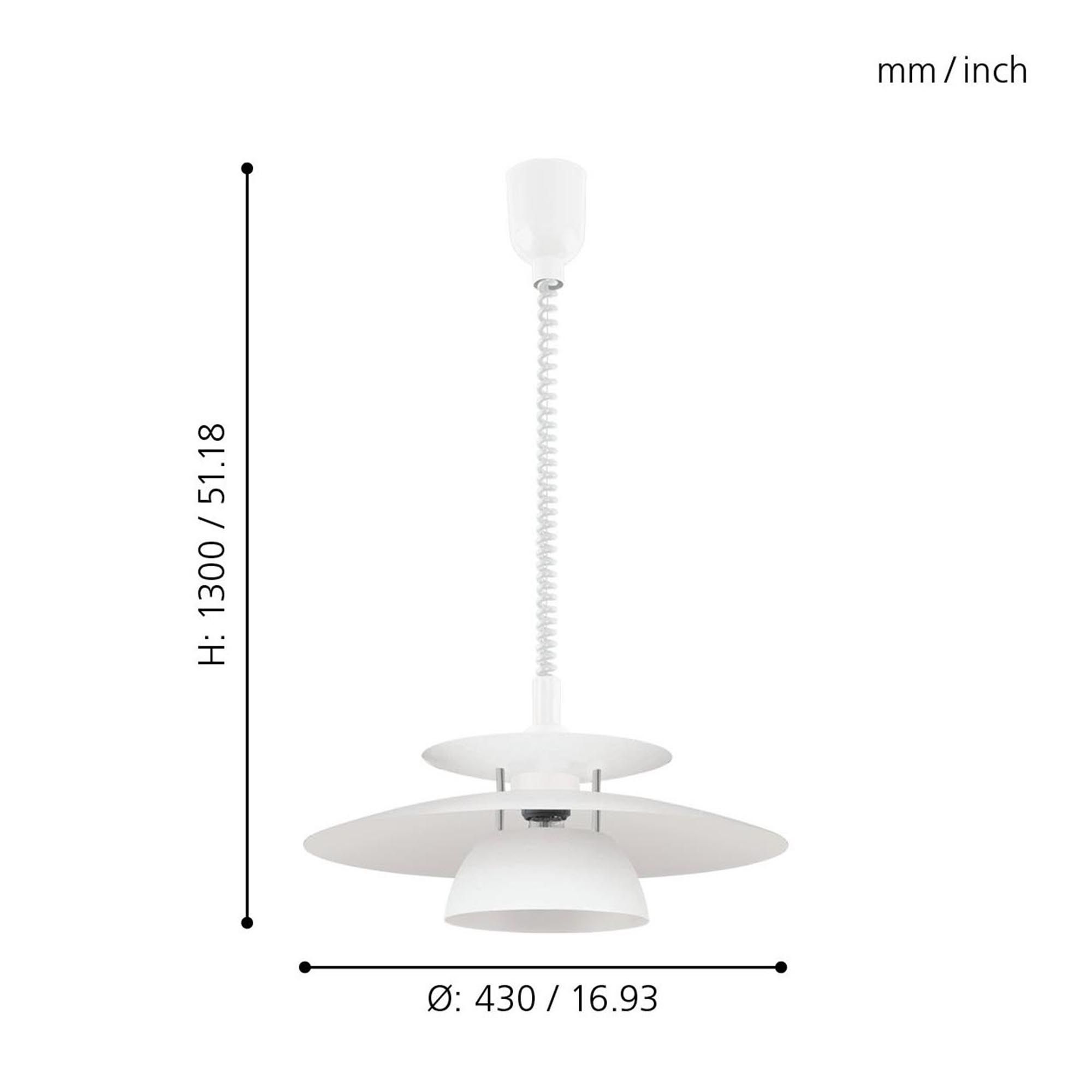 Suspension BRENDA verre blanc Ø43cm