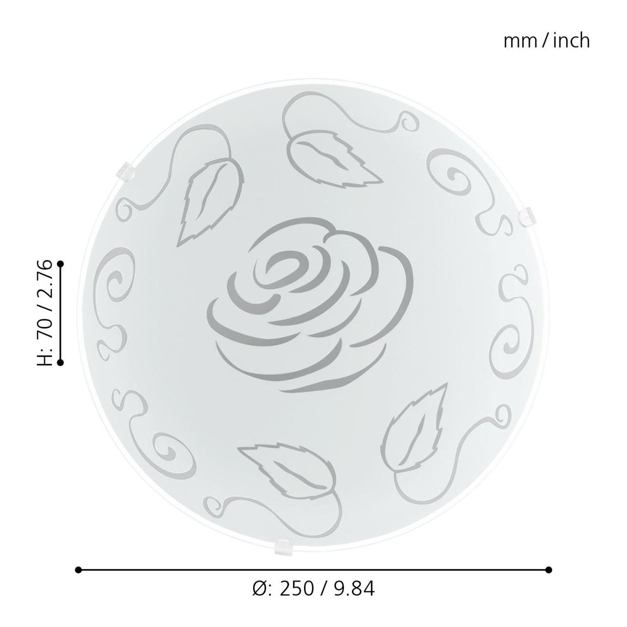 Applique MARS 1 verre motif rose Ø25cm