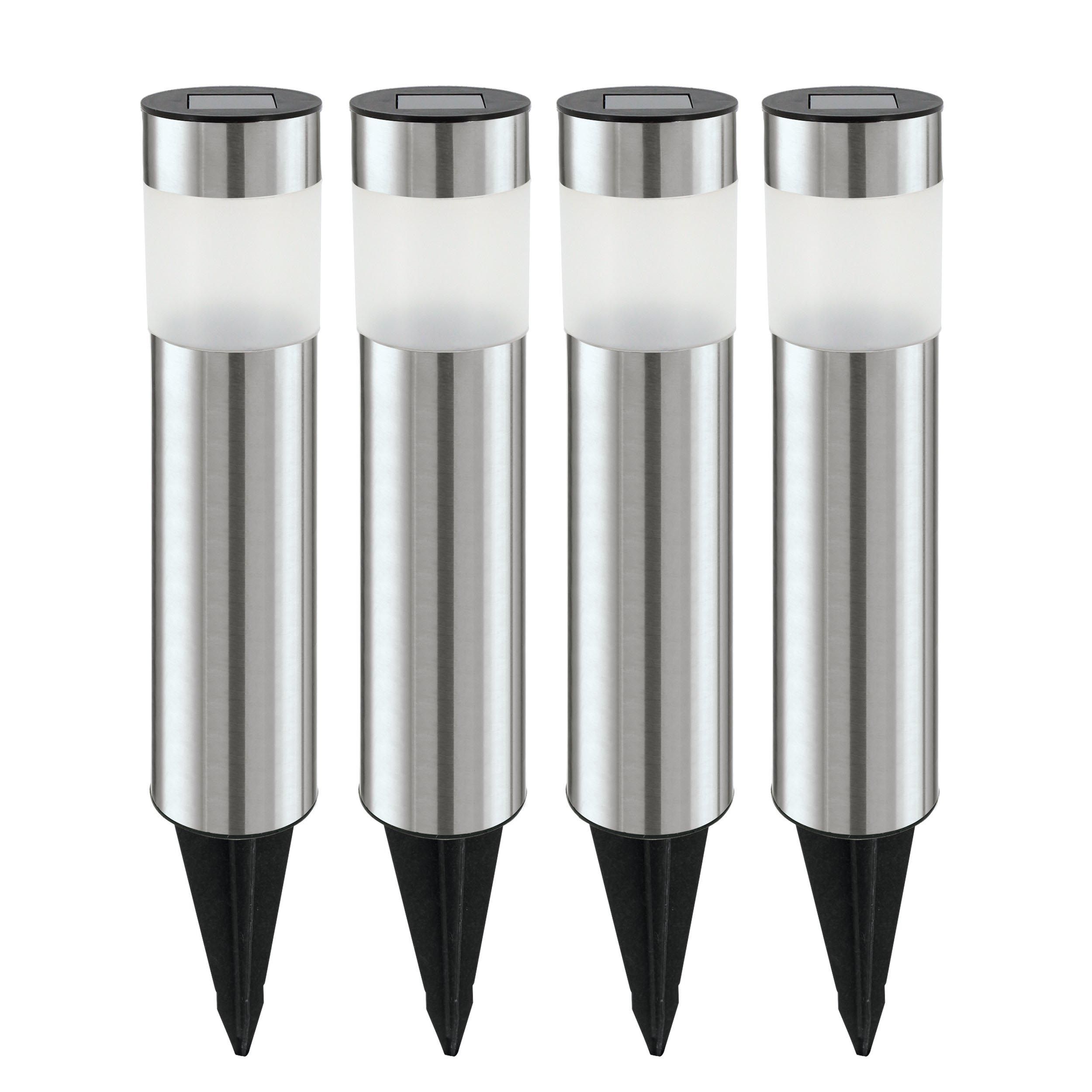Set de 4 bornes extérieur à piquer LED Z_SOLAR nickel H28cm