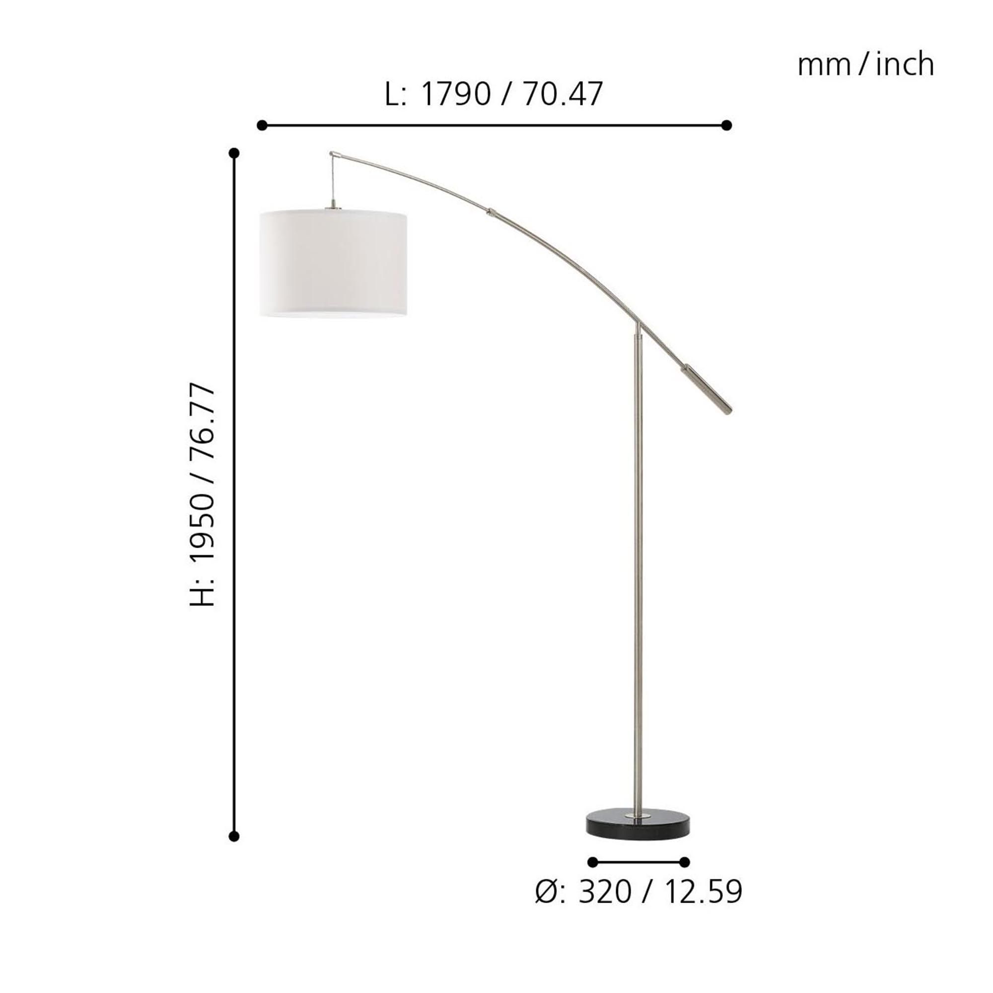 Lampadaire NADINA nickel H179cm