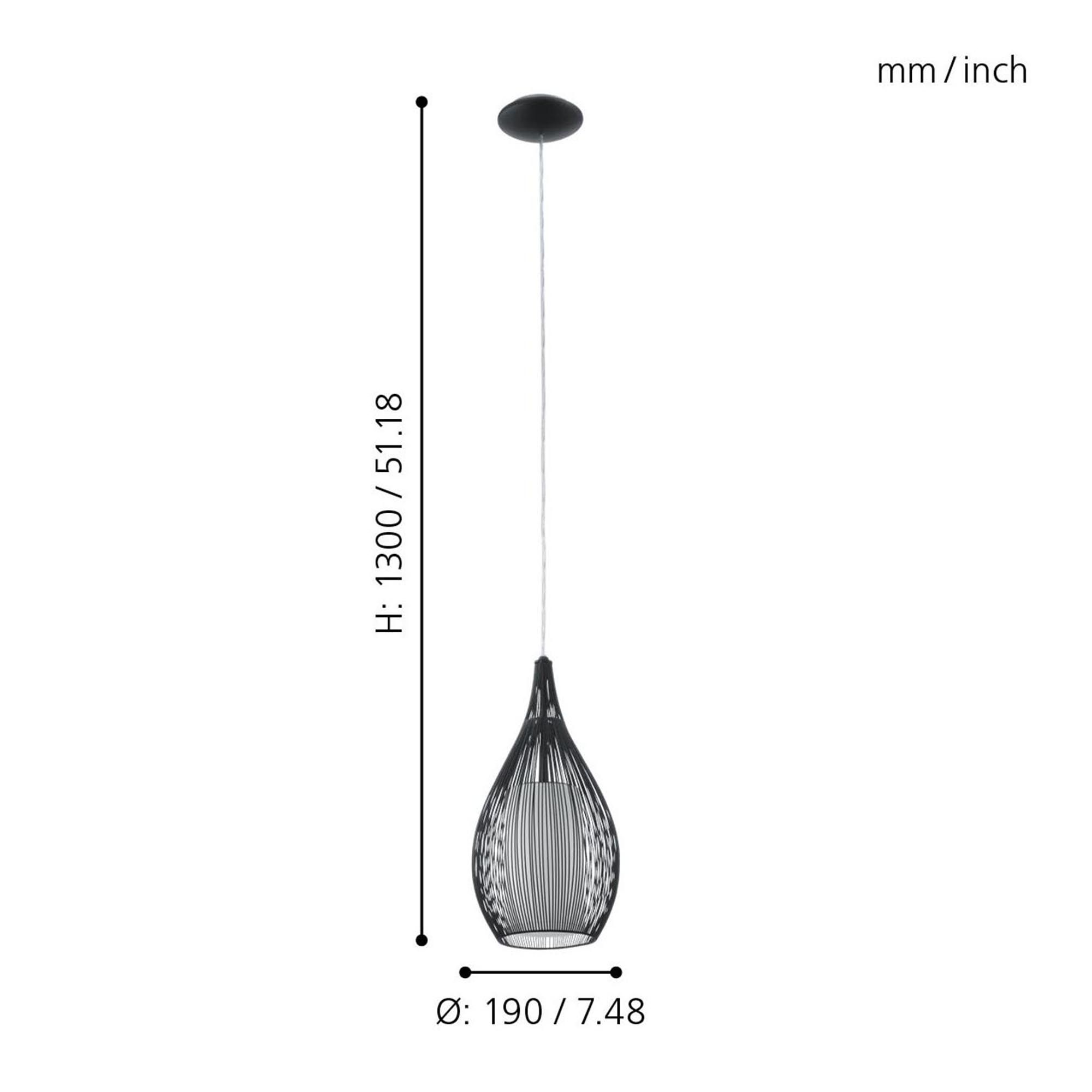 Suspension RAZONI noir H130cm