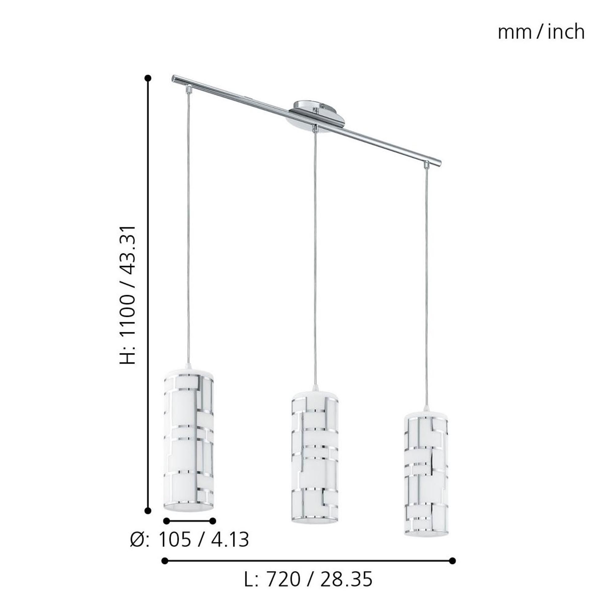 Suspension BAYMAN verre chromé H110cm