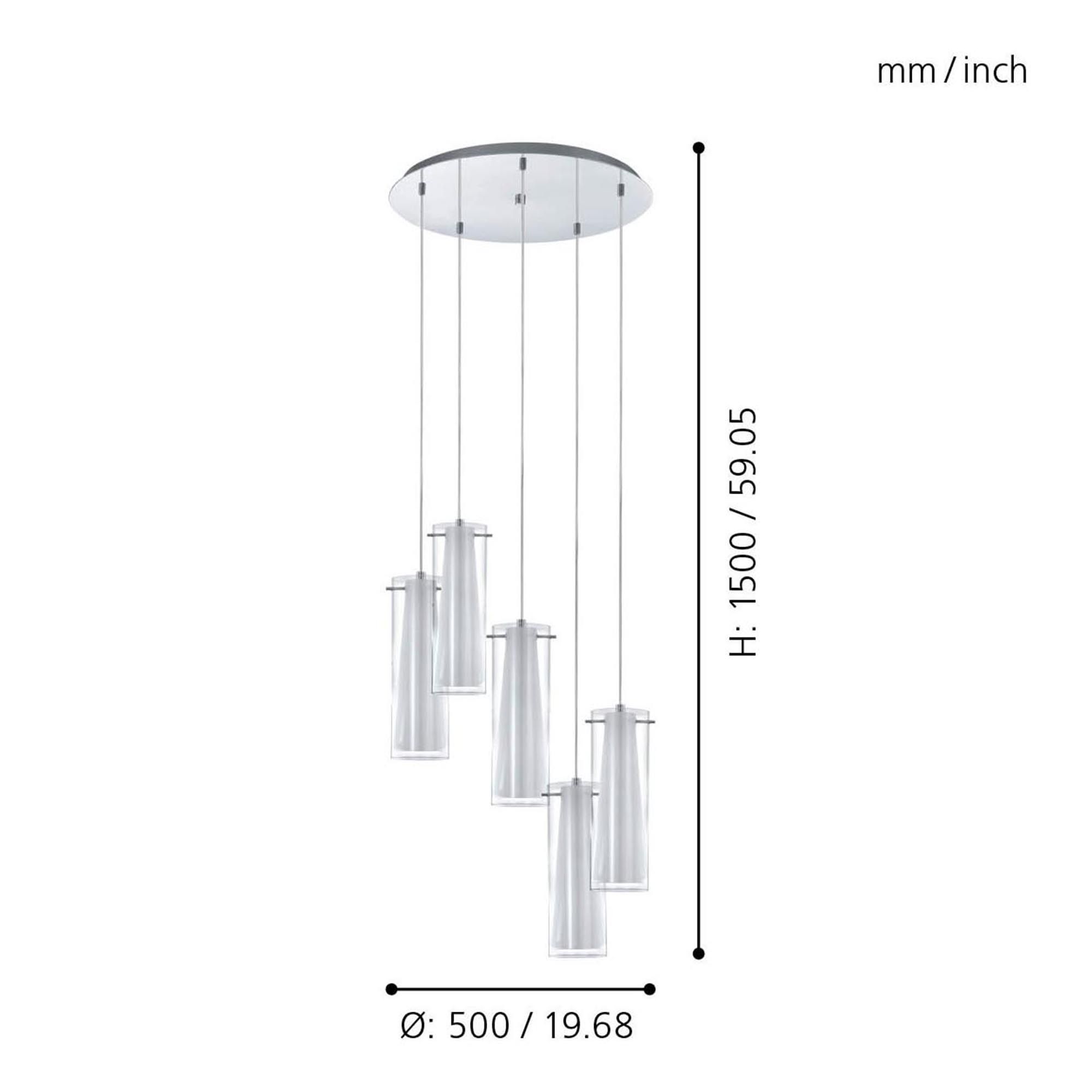 Suspension PINTO verre opalin Ø50cm