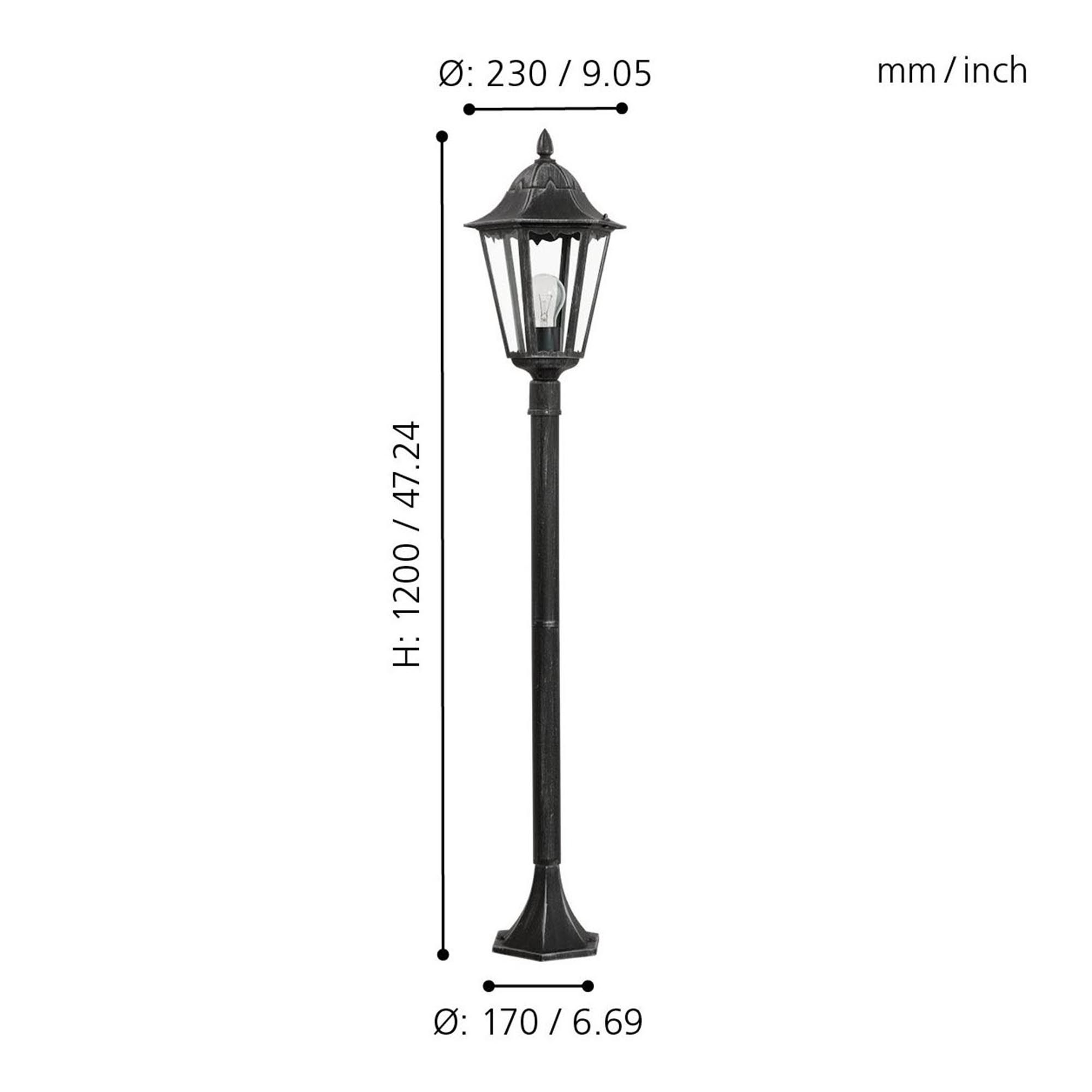 Lampadaire extérieur NAVEDO noir H120cm