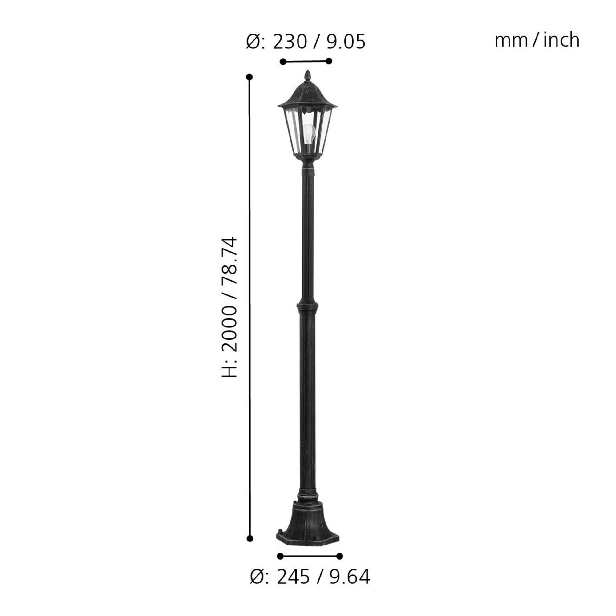 Lampadaire extérieur NAVEDO noir H200cm