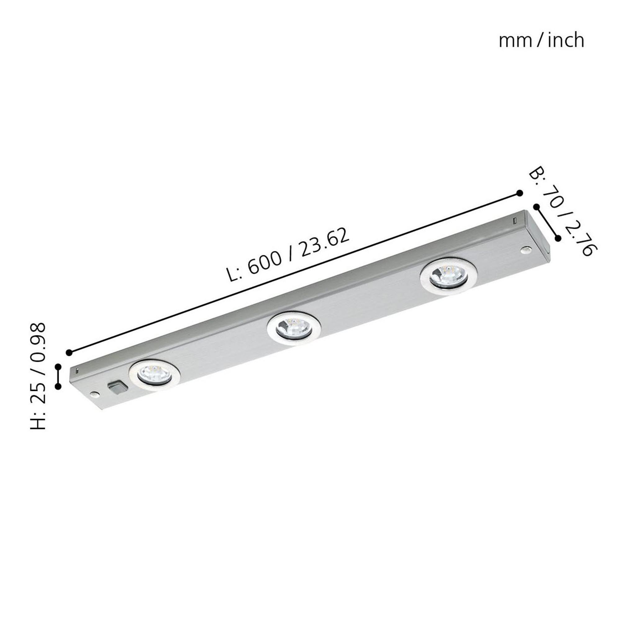 Plafonnier LED nickel L60cm