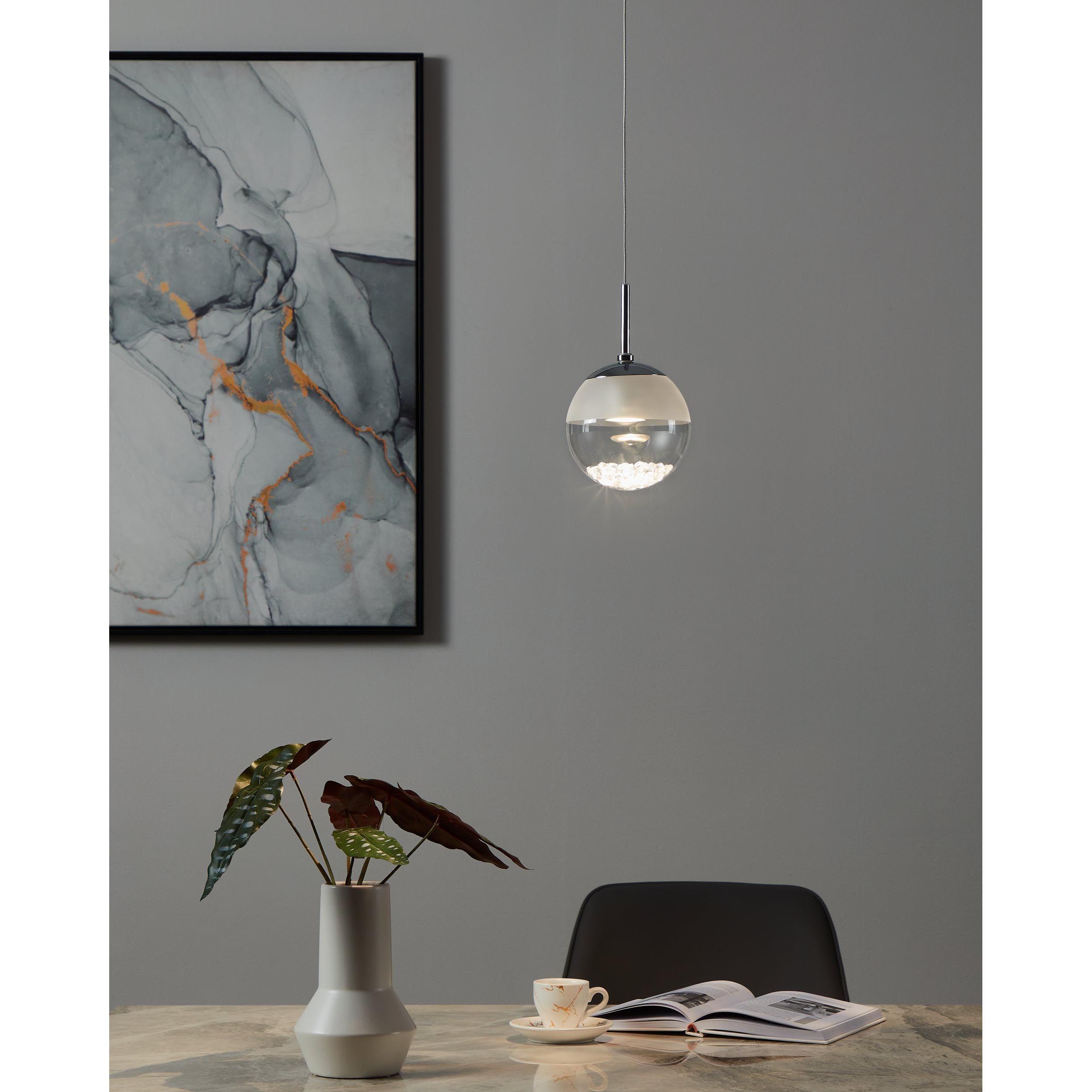 Suspension LED MONTEFIO 1 argenté Ø14cm