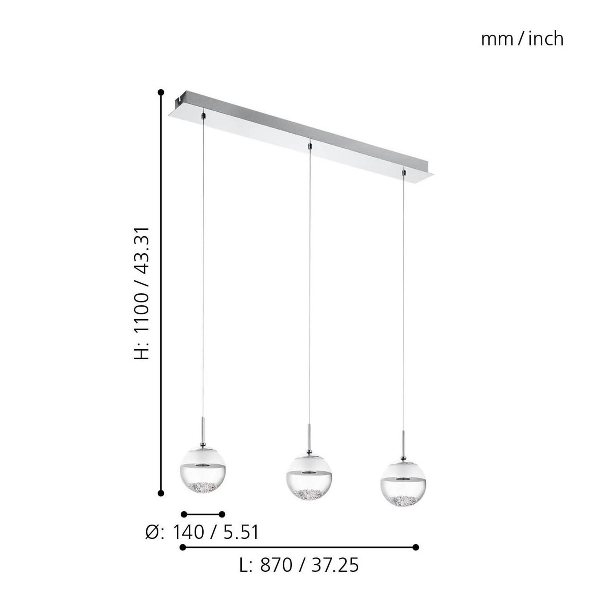 Suspension MONTEFIO 1 argenté L87cm