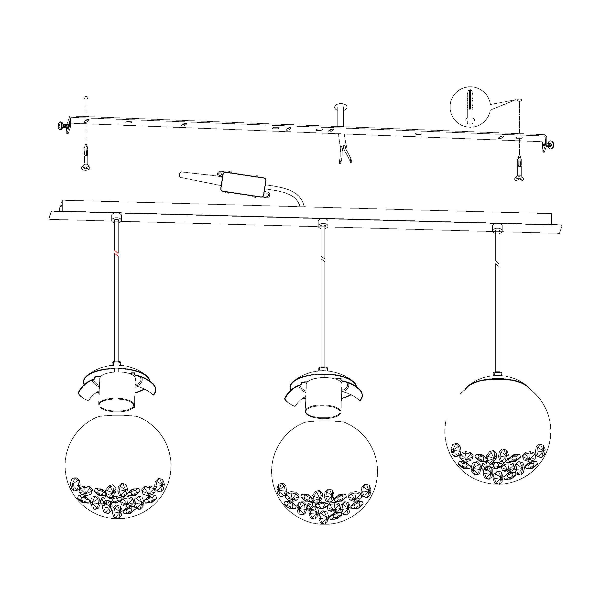 Suspension MONTEFIO 1 argenté L87cm