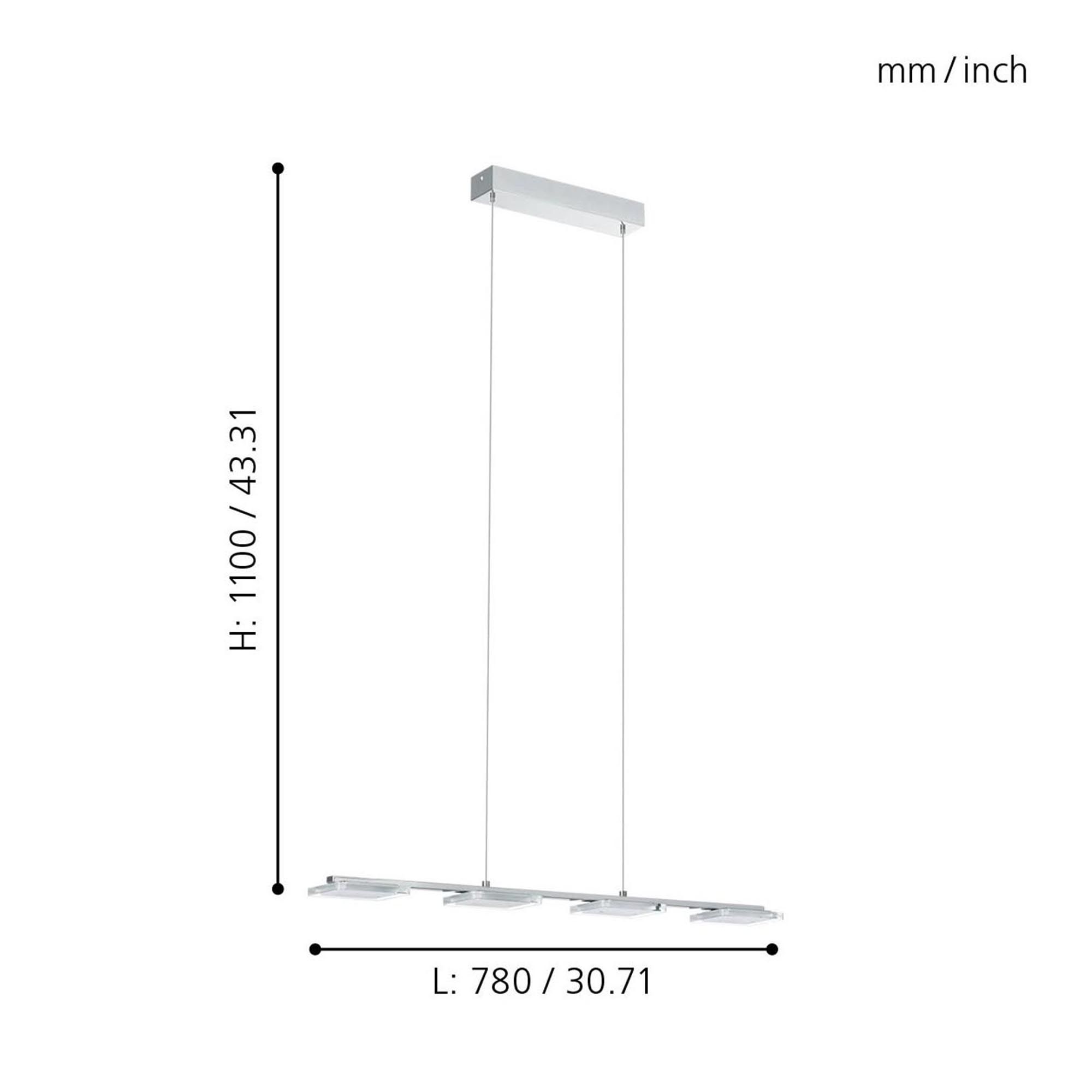 Suspension LED CARTAMA argenté L78cm