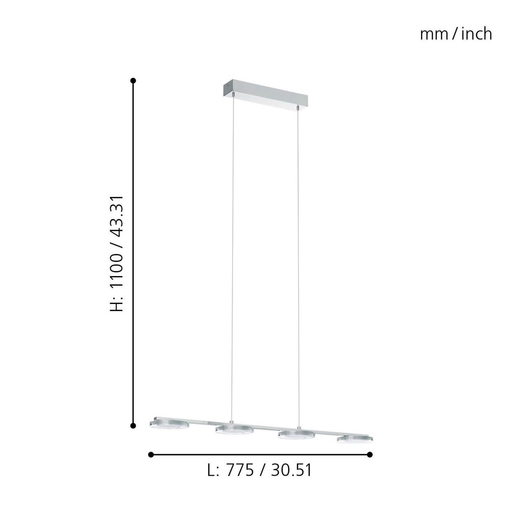 Suspension LED CARTAMA argenté L77,5cm