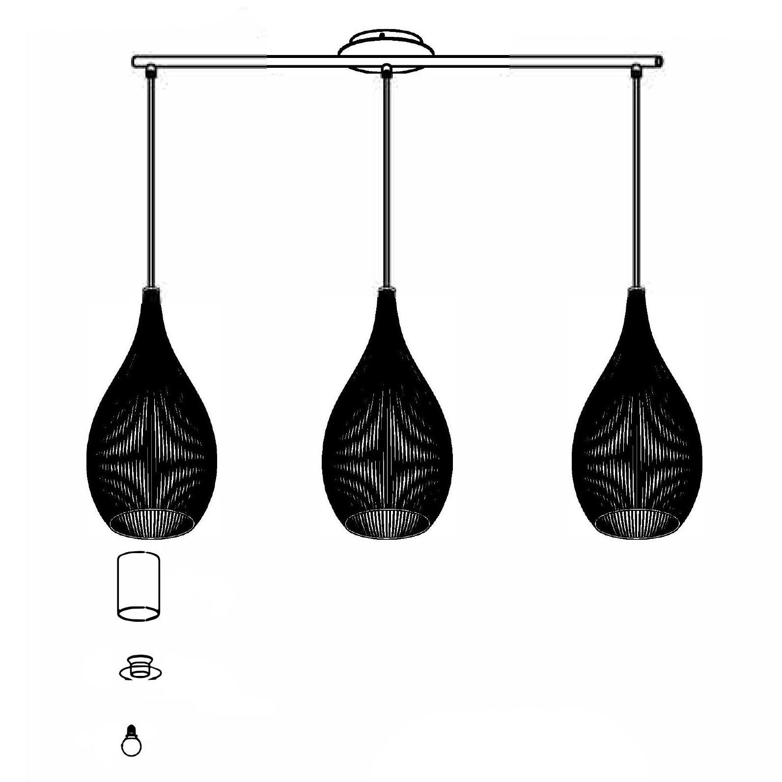 Suspension RAZONI noir L99cm