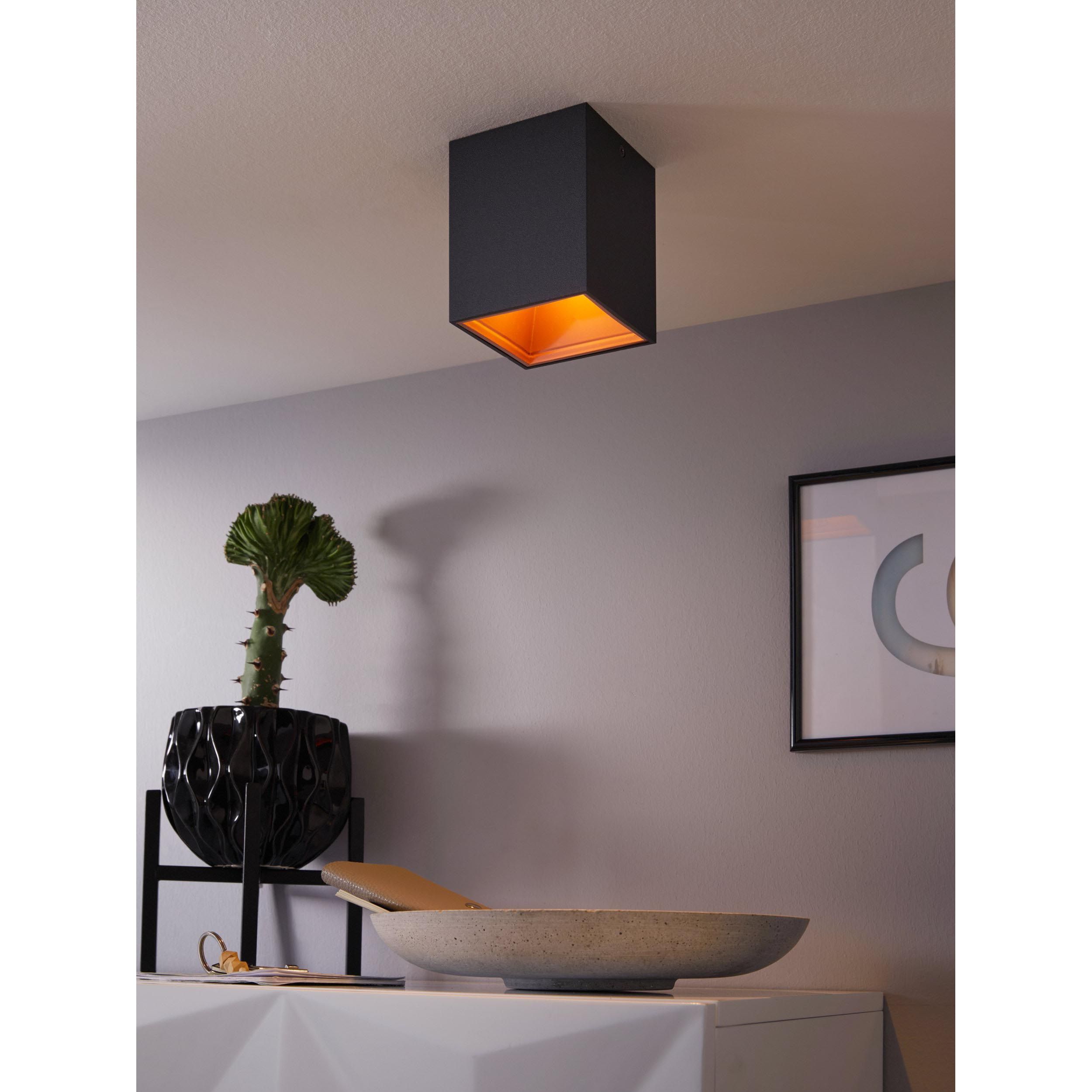Plafonnier LED POLASSO noir/cuivre L10cm