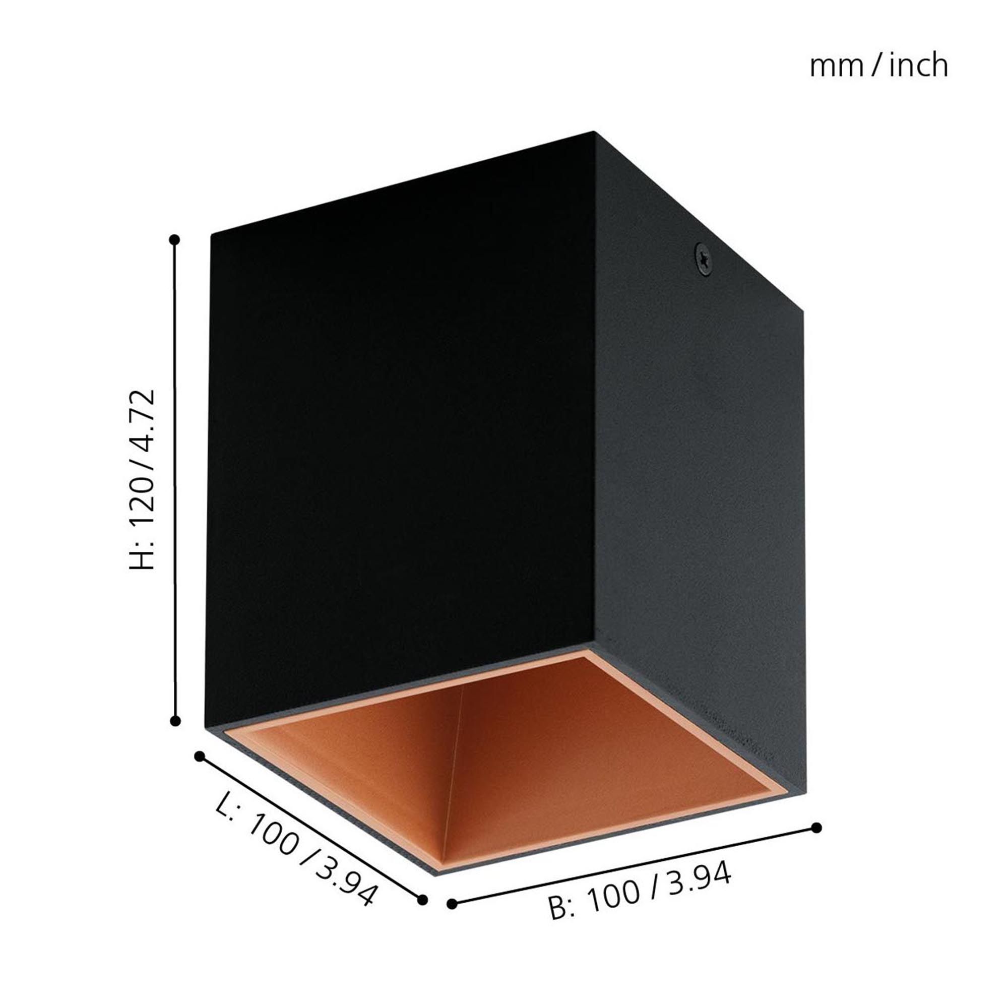 Plafonnier LED POLASSO noir/cuivre L10cm