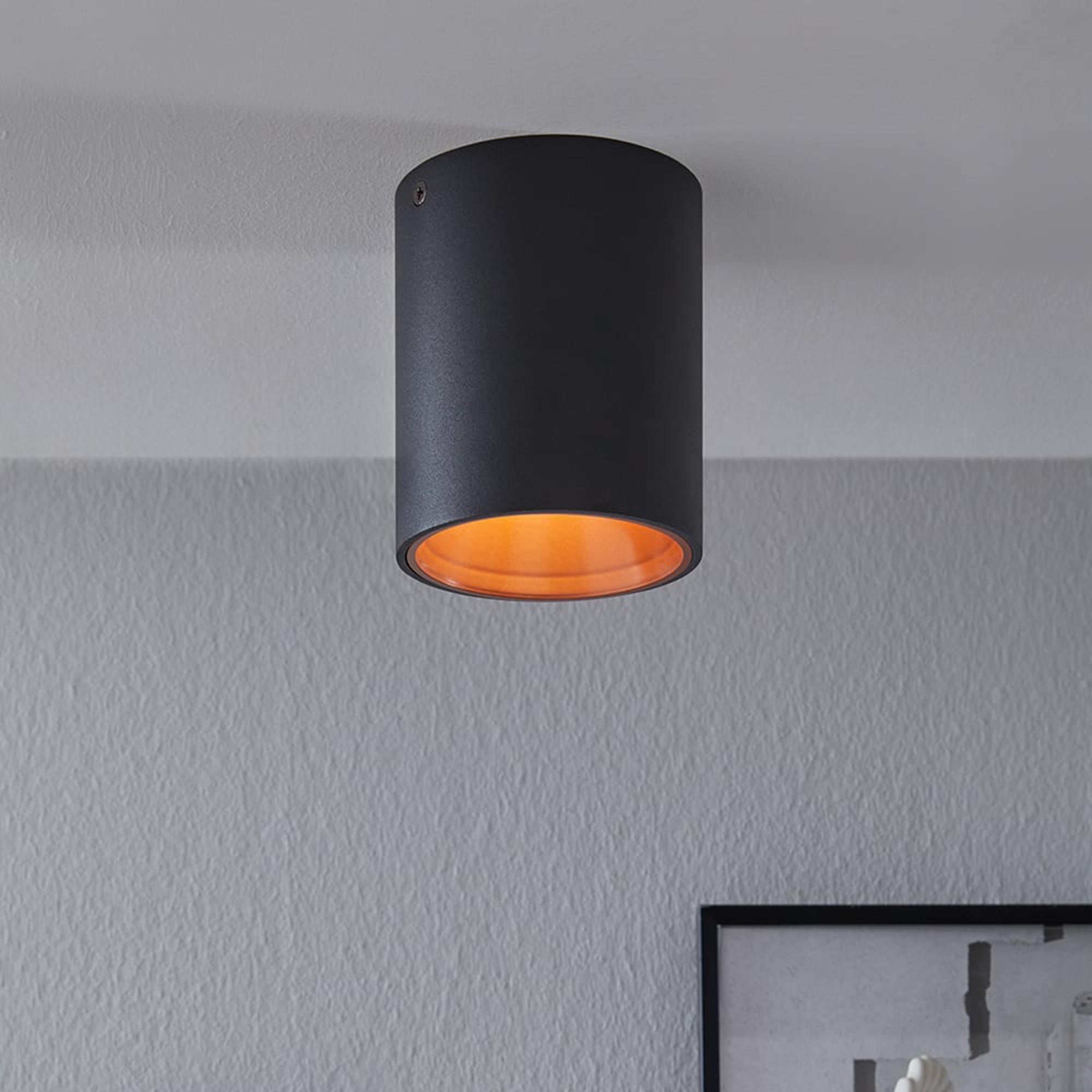 Plafonnier LED POLASSO noir/blanc Ø10cm