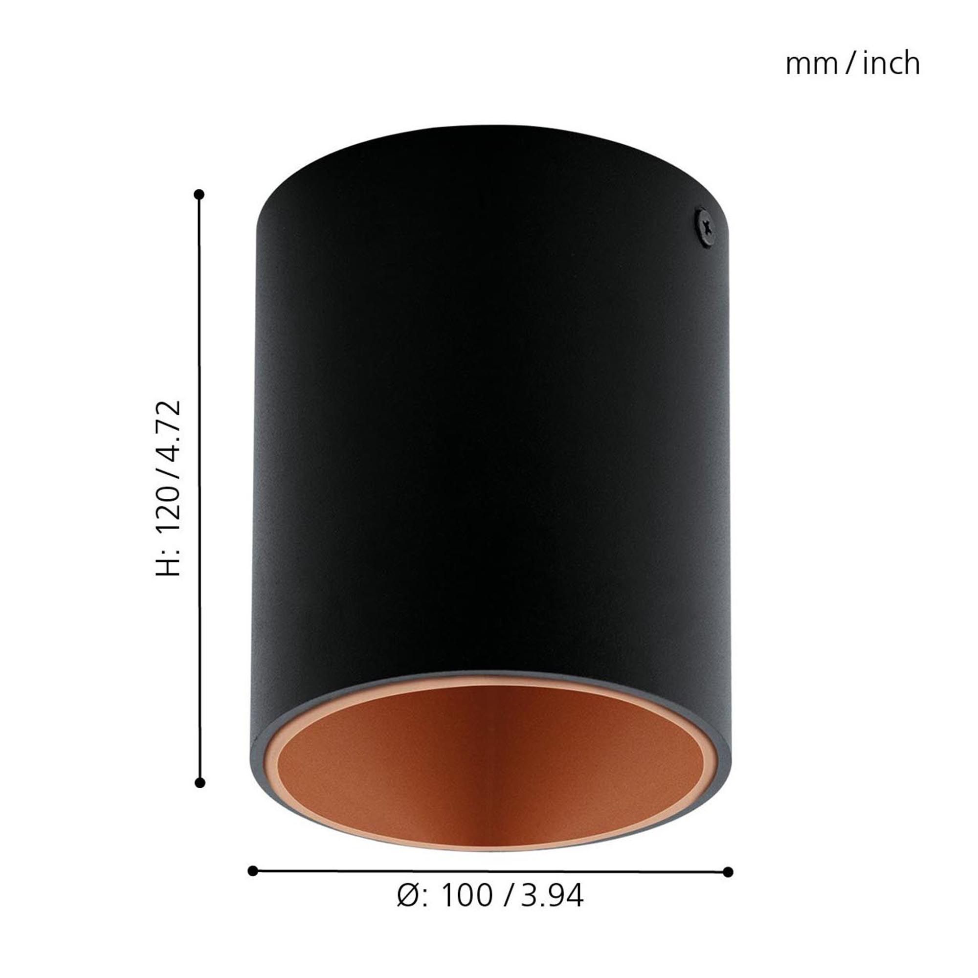 Plafonnier LED POLASSO noir/blanc Ø10cm