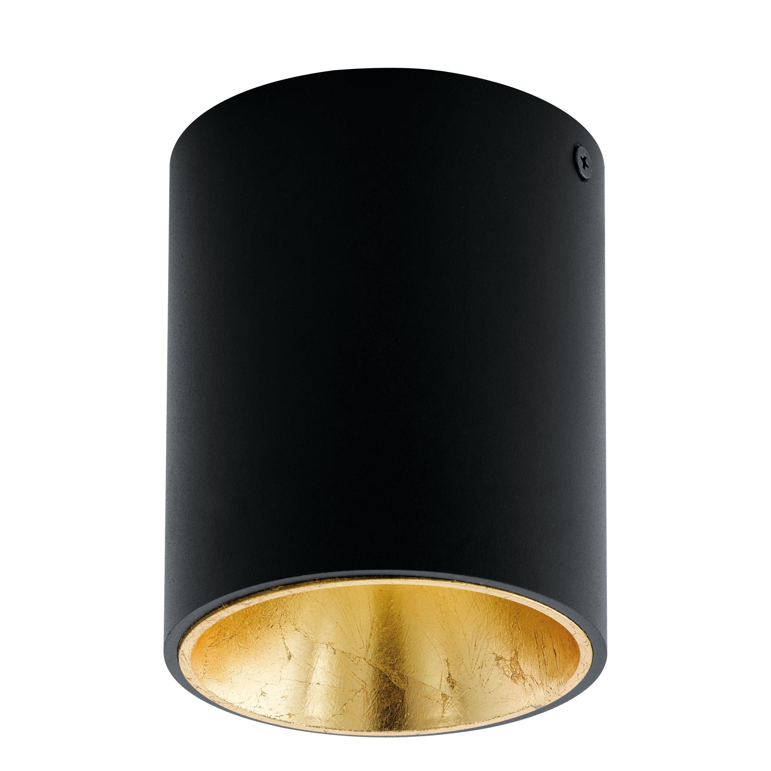 Plafonnier LED POLASSO noir/doré Ø10cm
