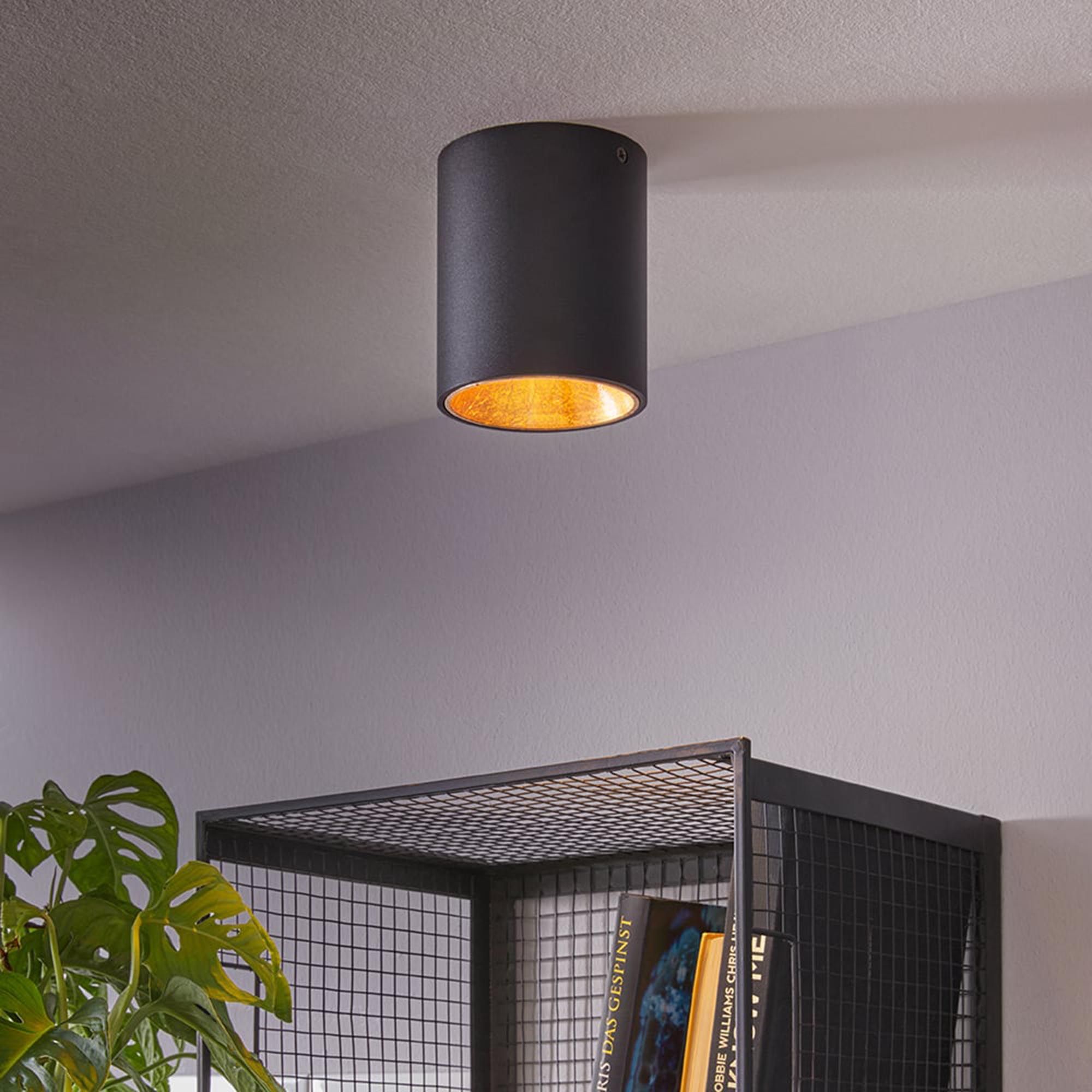 Plafonnier plastique noir/doré POLASSO rond LED INT 1X3,3W