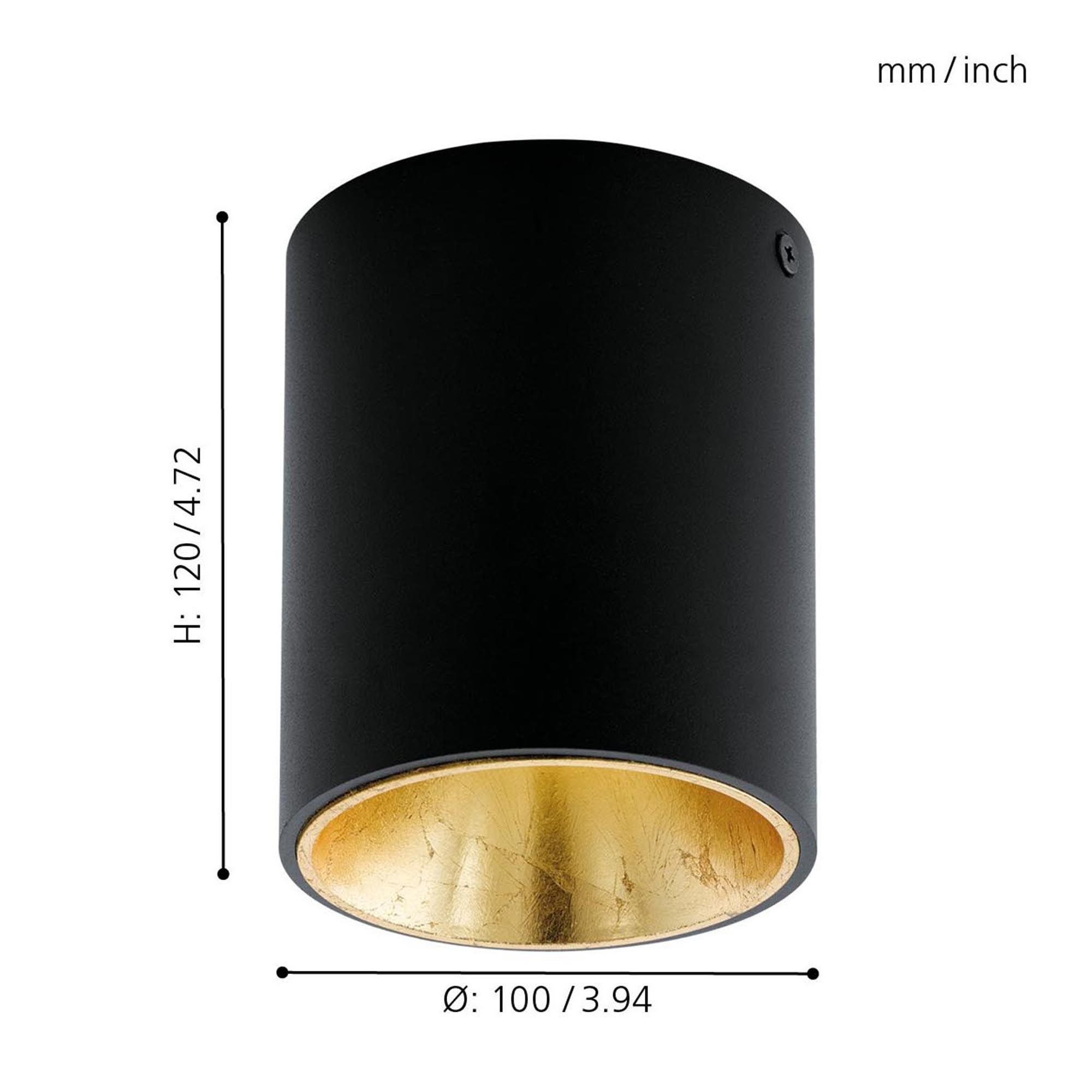 Plafonnier plastique noir/doré POLASSO rond LED INT 1X3,3W