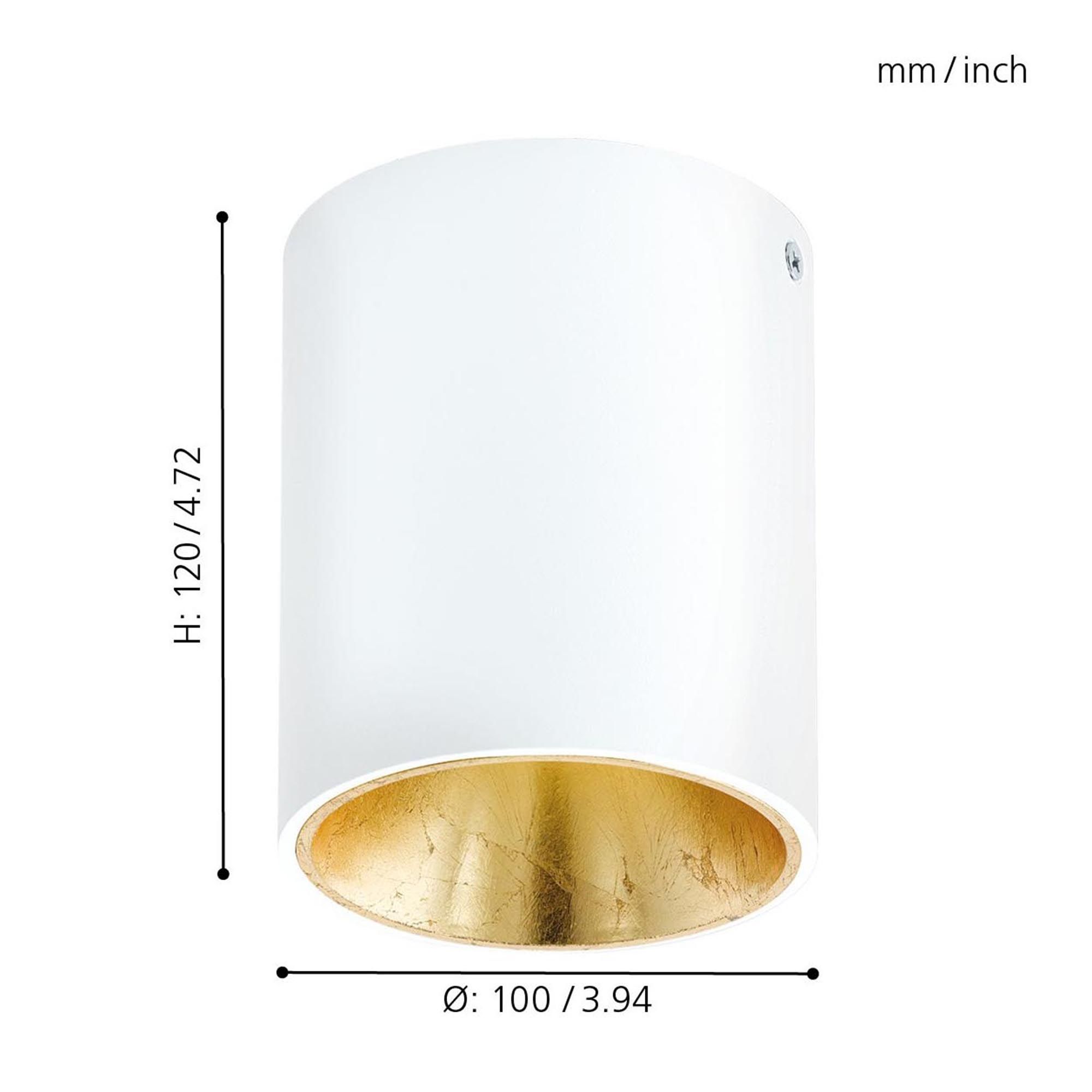 Plafonnier plastique blanc/doré POLASSO rond LED INT 1X3,3W