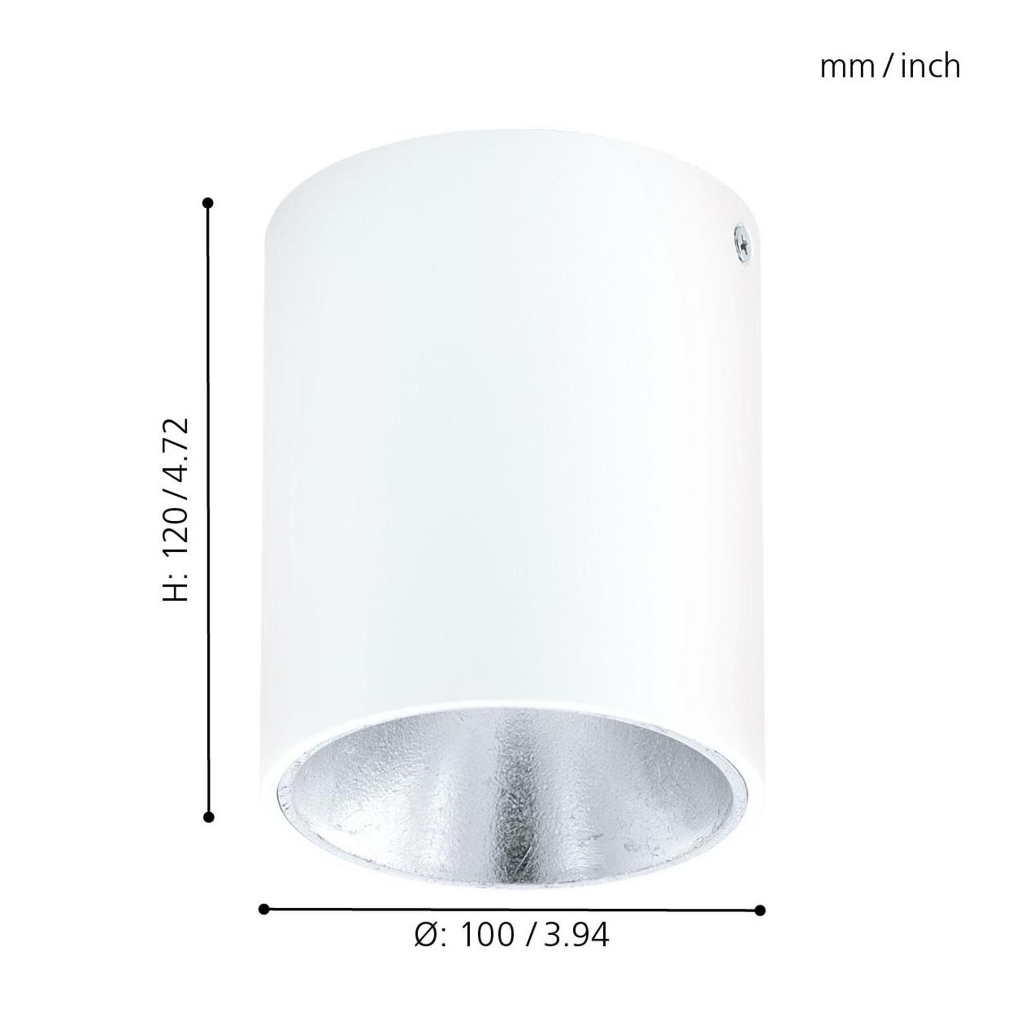 Plafonnier LED POLASSO blanc/argenté Ø10cm