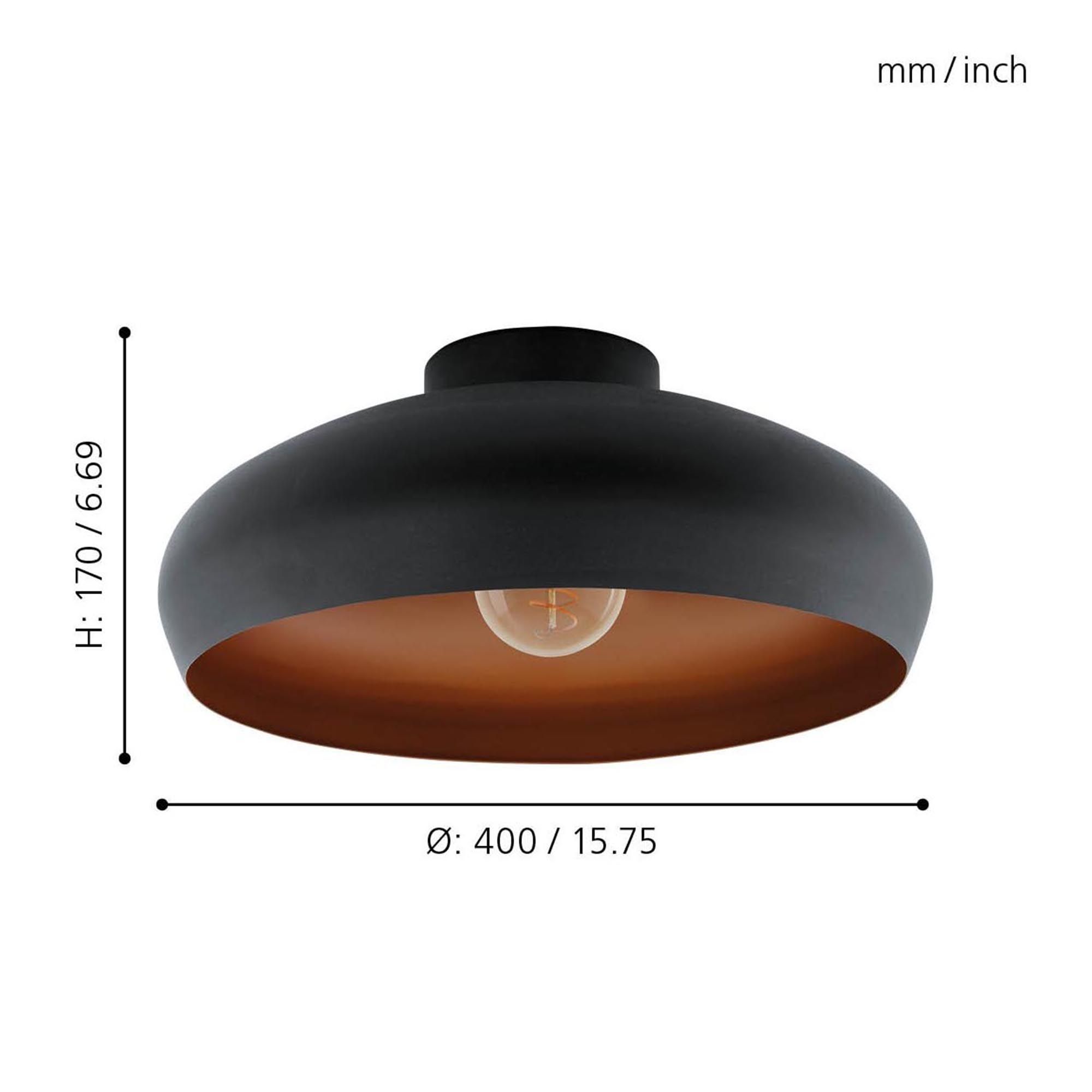 Plafonnier MOGANO noir/cuivre Ø40cm