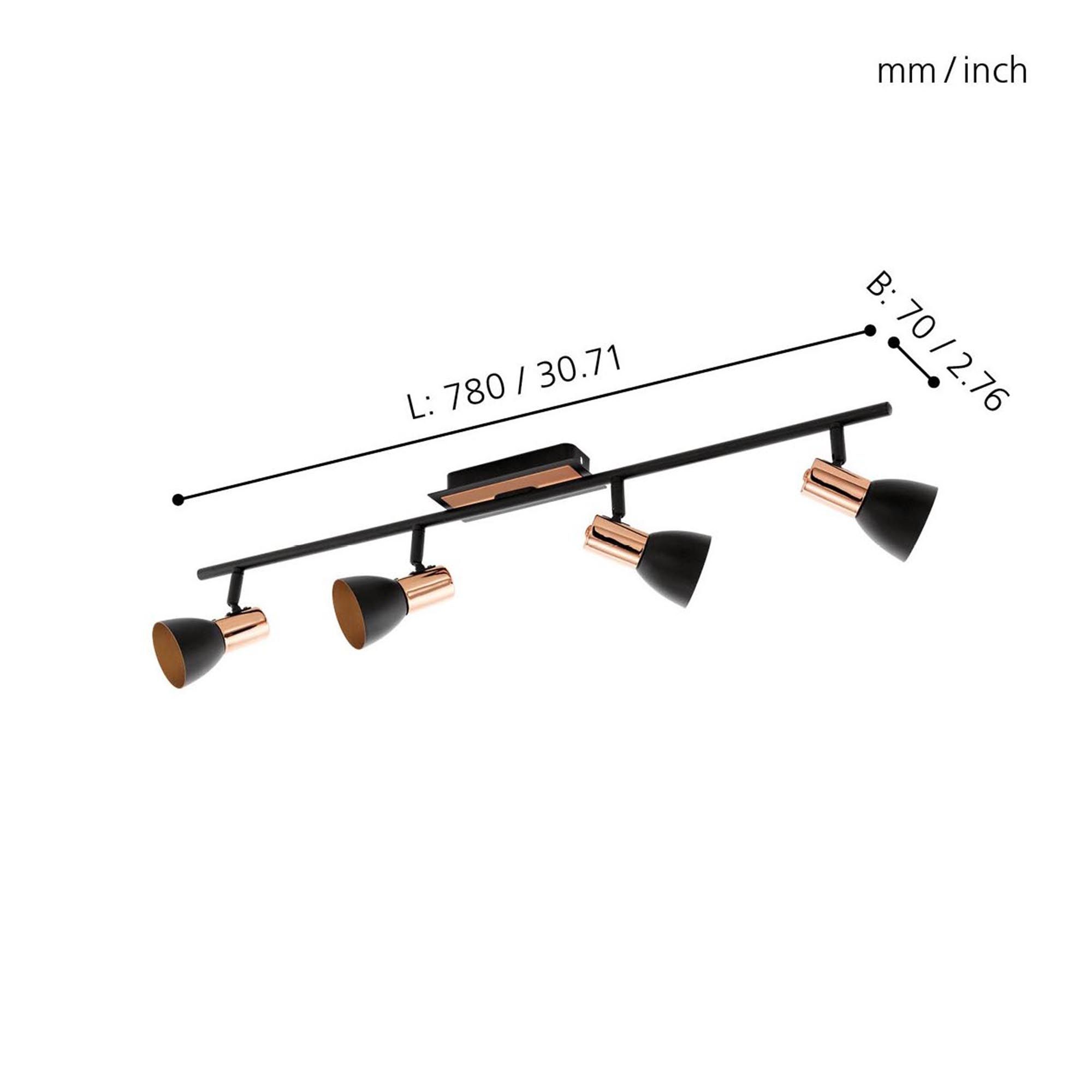 Réglette BARNHAM noir L78cm