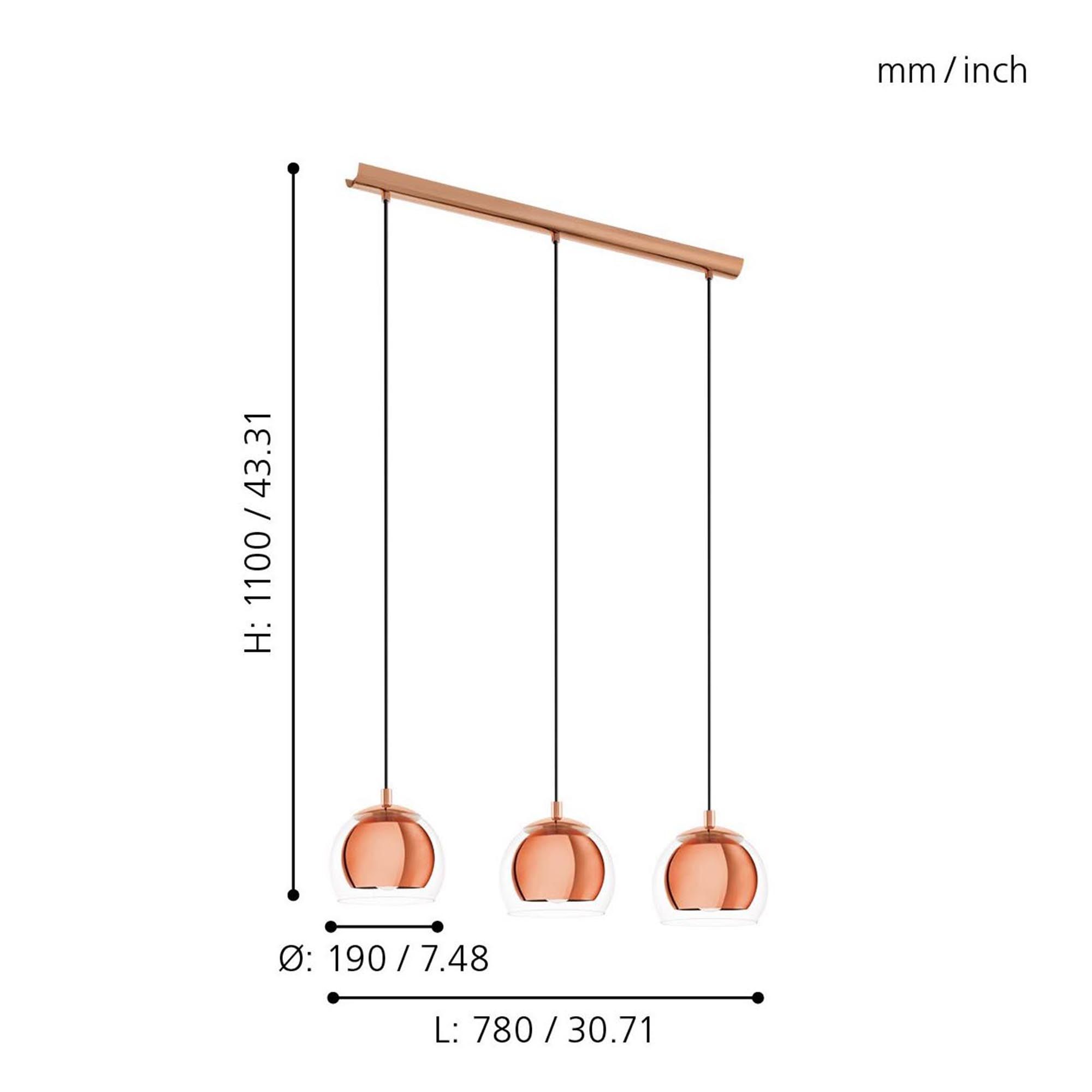 Suspension ROCAMAR cuivre L78cm