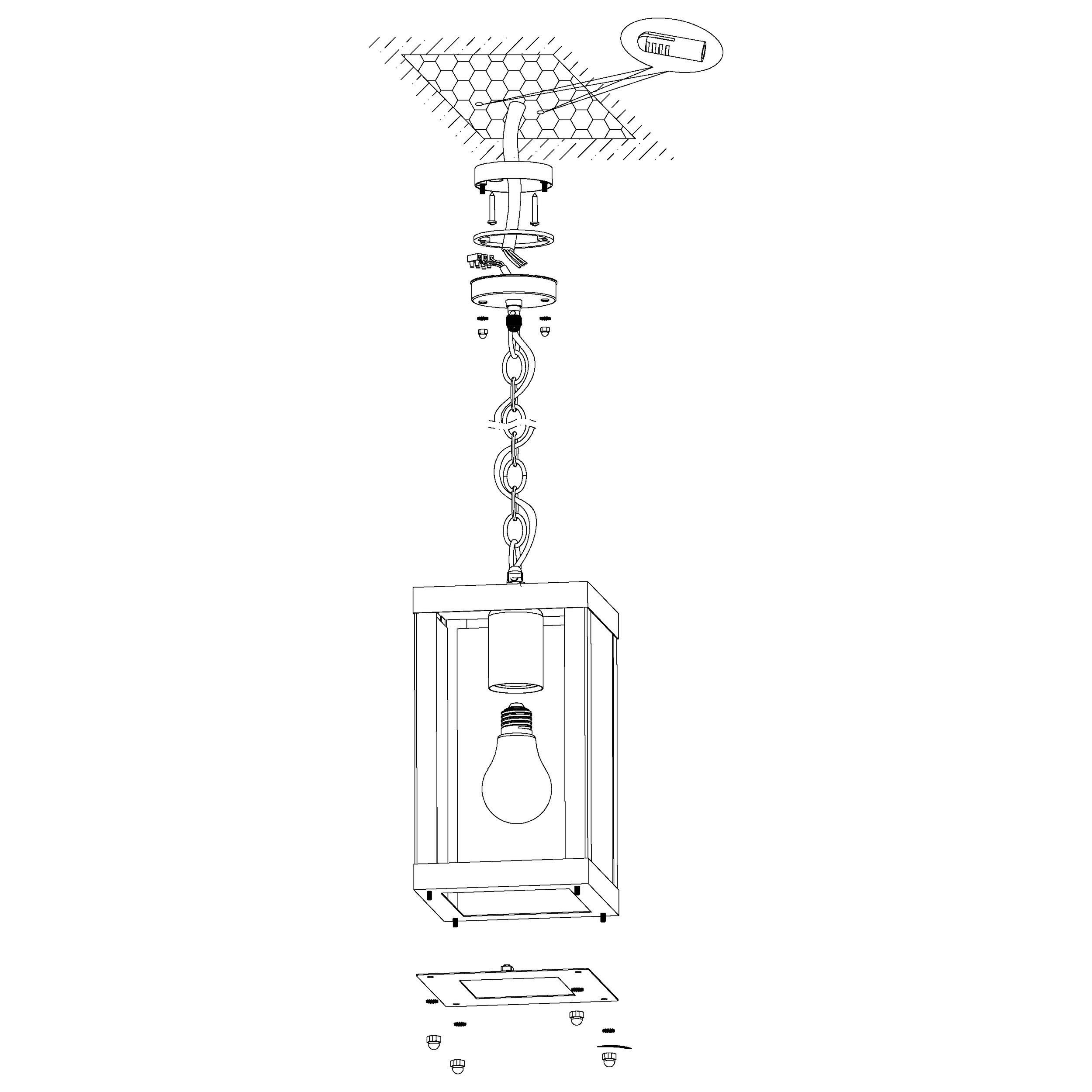 Suspension extérieure ALAMONTE noir H113cm
