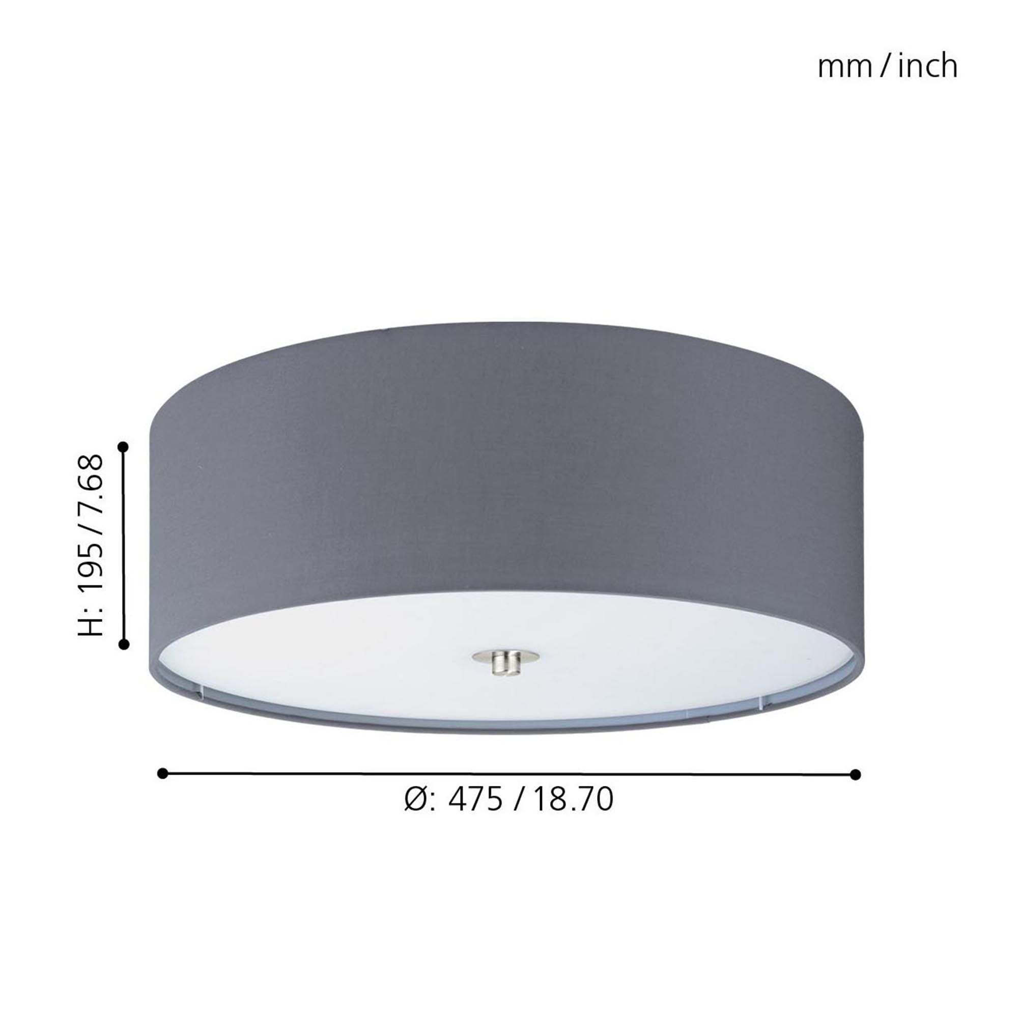 Plafonnier PASTERI gris Ø47,5cm
