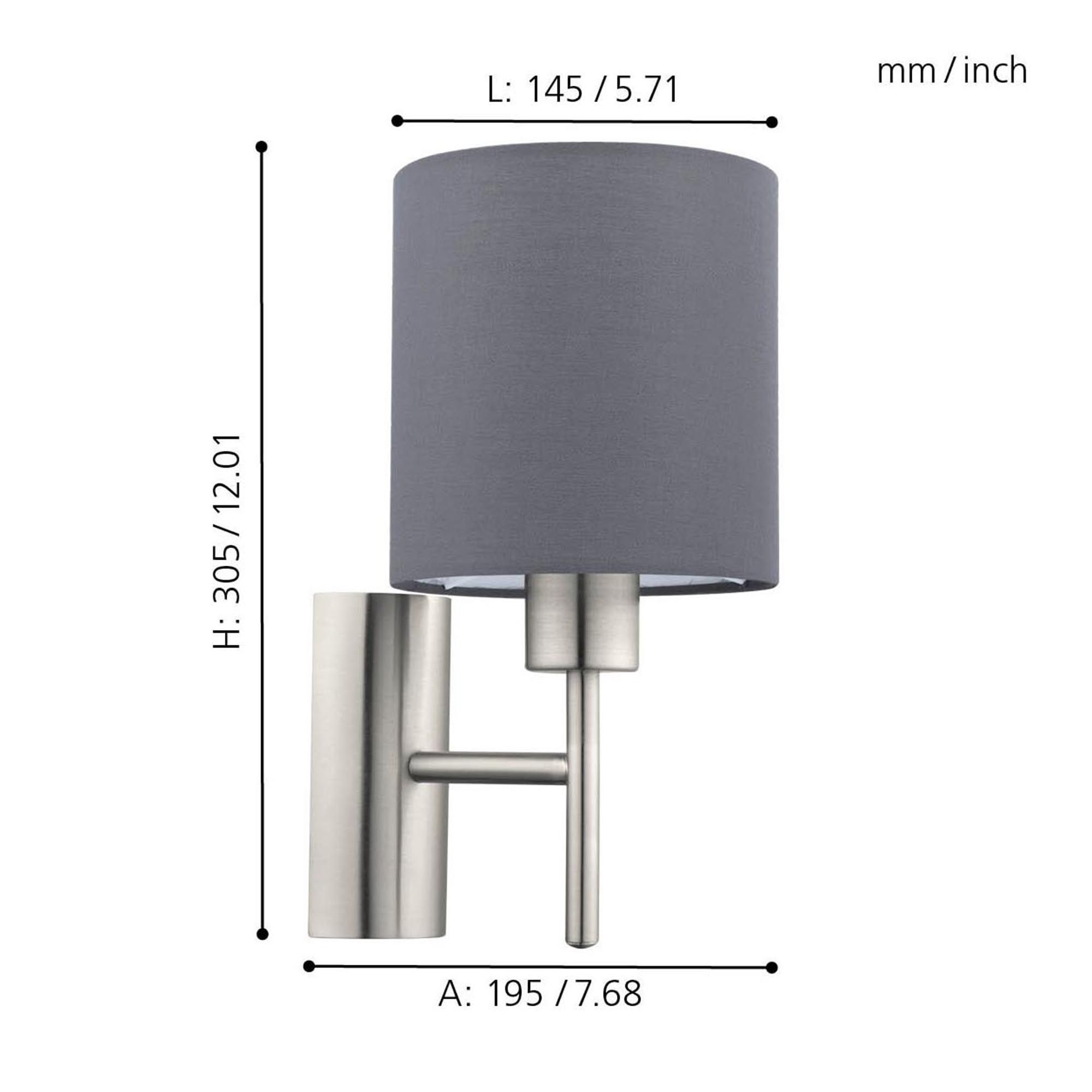 Applique PASTERI gris L14,5cm