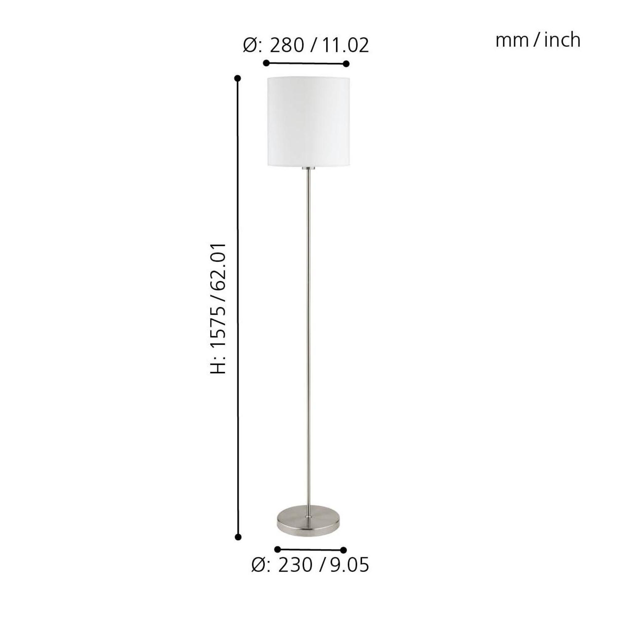 Lampadaire PASTERI blanc H158cm